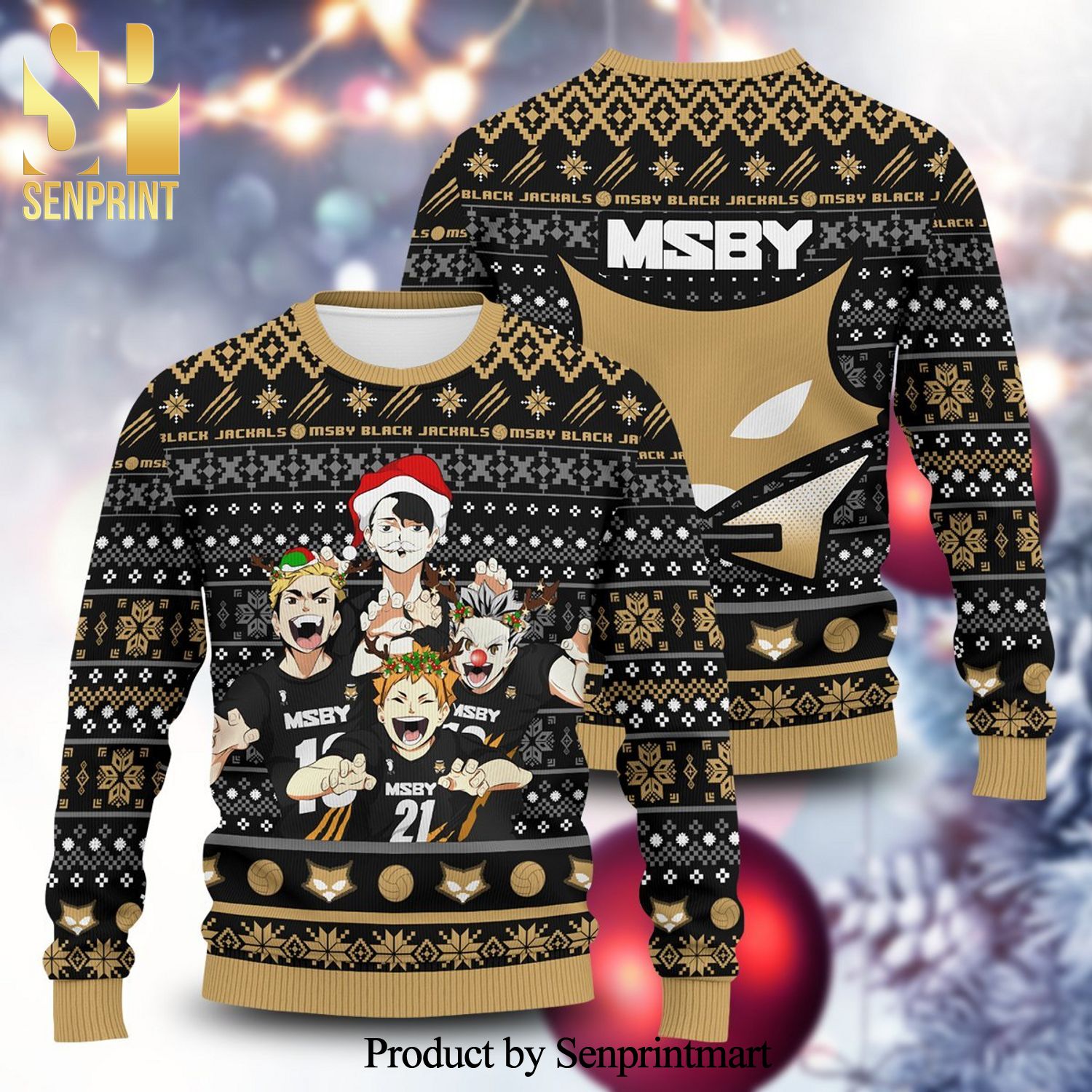 MSBY Black Jackals Volleyball Team Haikyuu Manga Anime Knitted Ugly Christmas Sweater