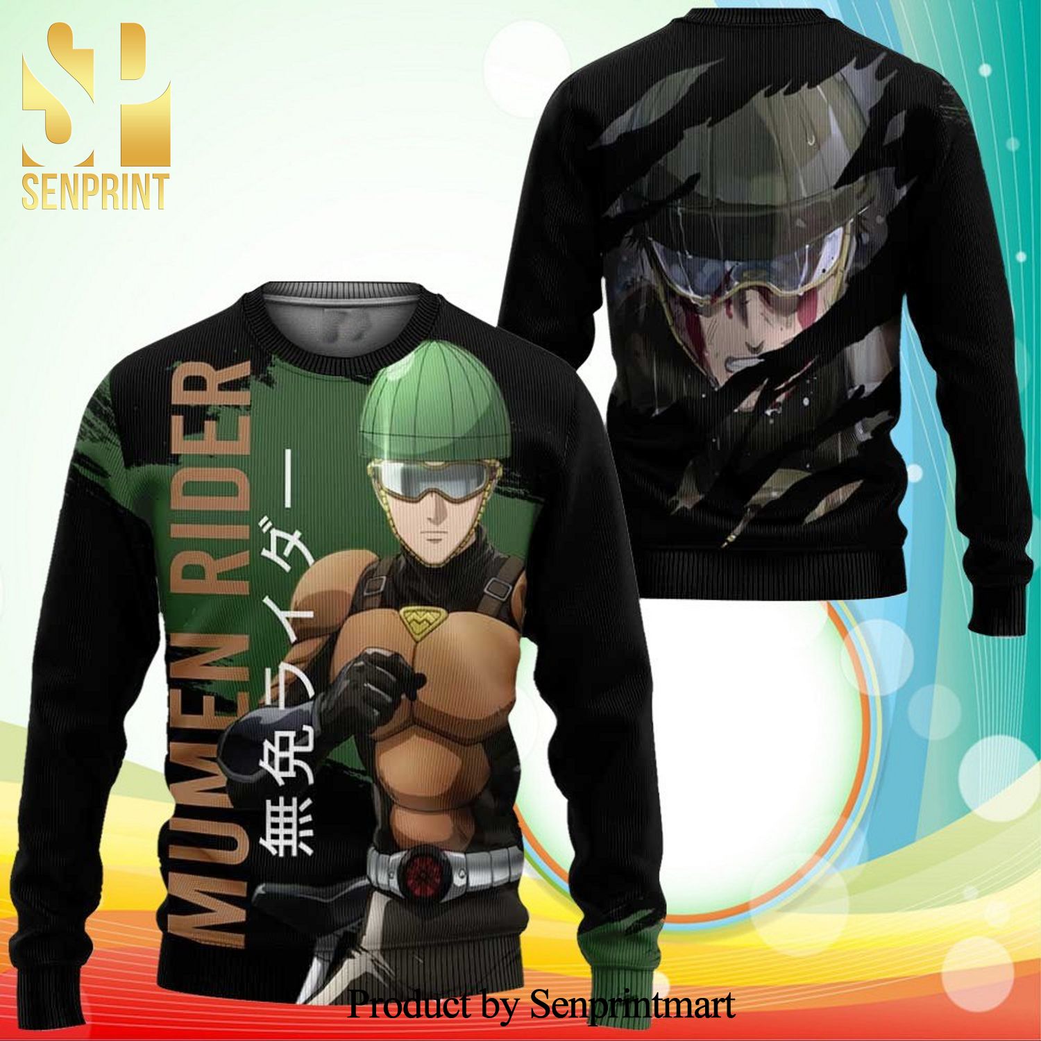 Mumen Rider Satoru One Punch Man Anime Knitted Ugly Christmas Sweater