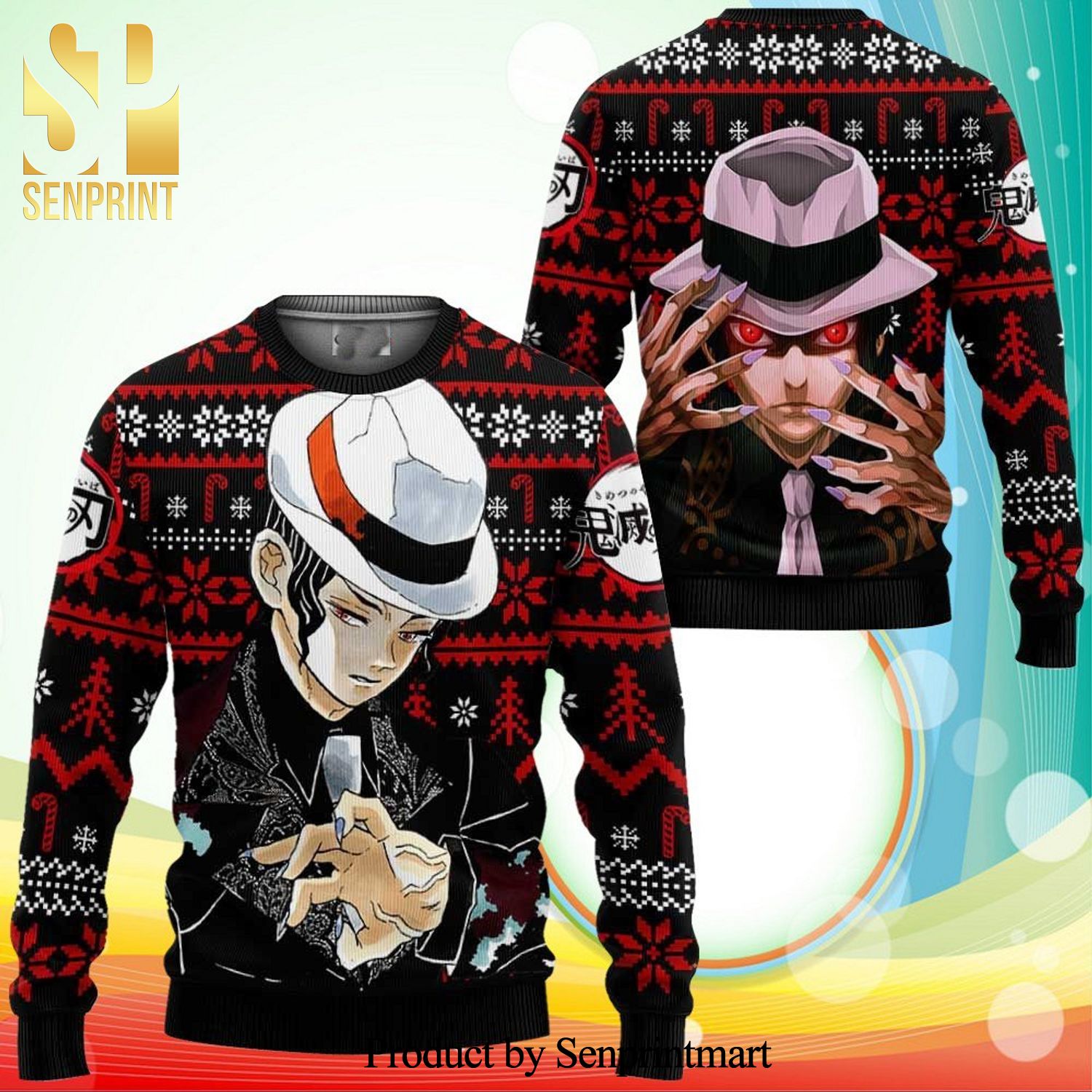 Muzan Kibutsuji Demon Slayer Manga Anime Knitted Ugly Christmas Sweater