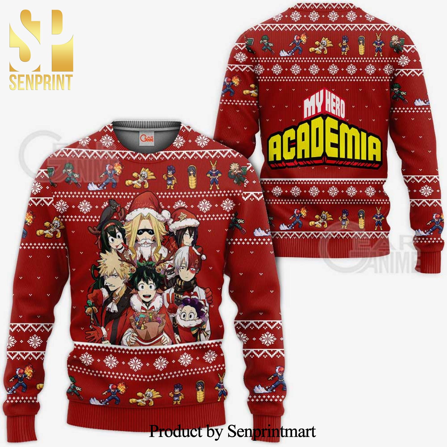 My Hero Academia Characters Santa Manga Anime Knitted Ugly Christmas Sweater