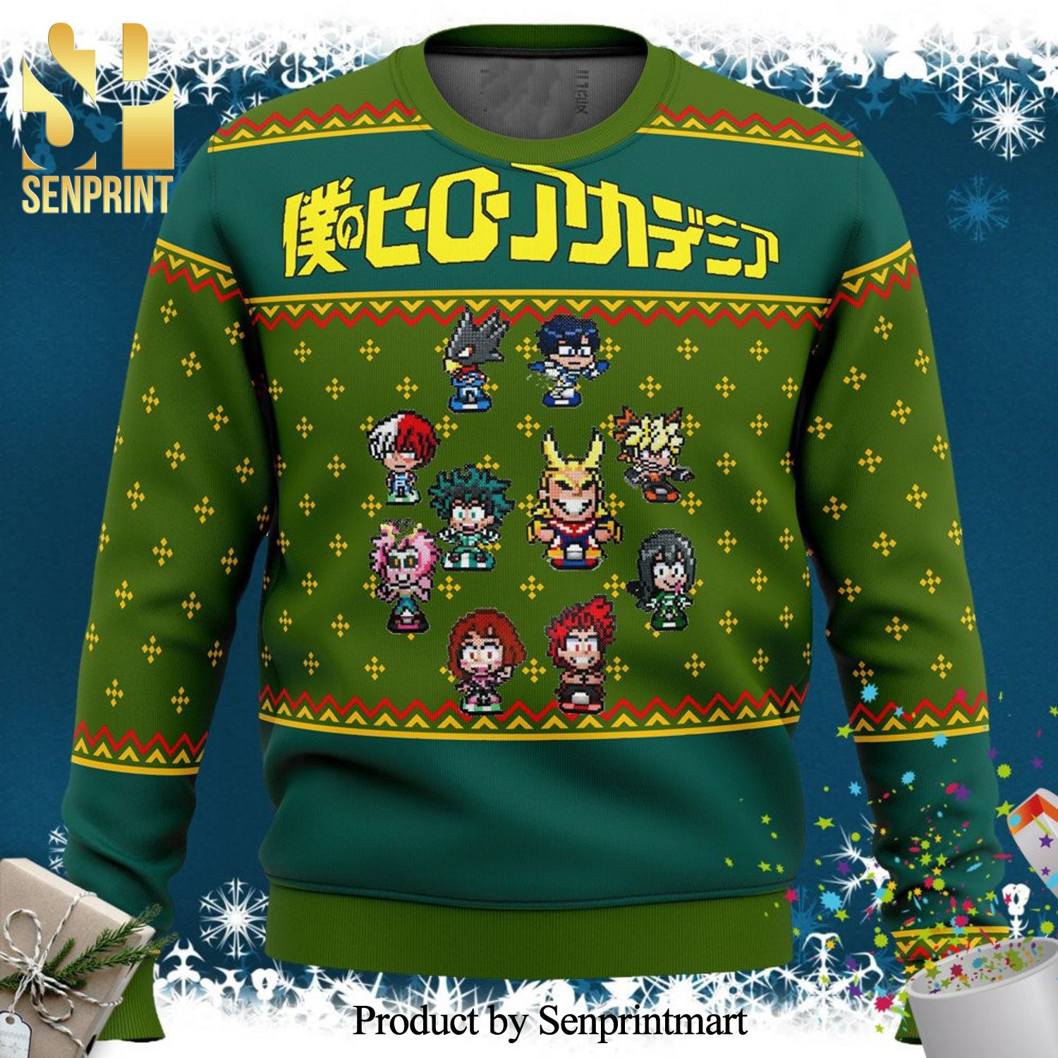 My Hero Academia Chibi Sprites Manga Anime Knitted Ugly Christmas Sweater