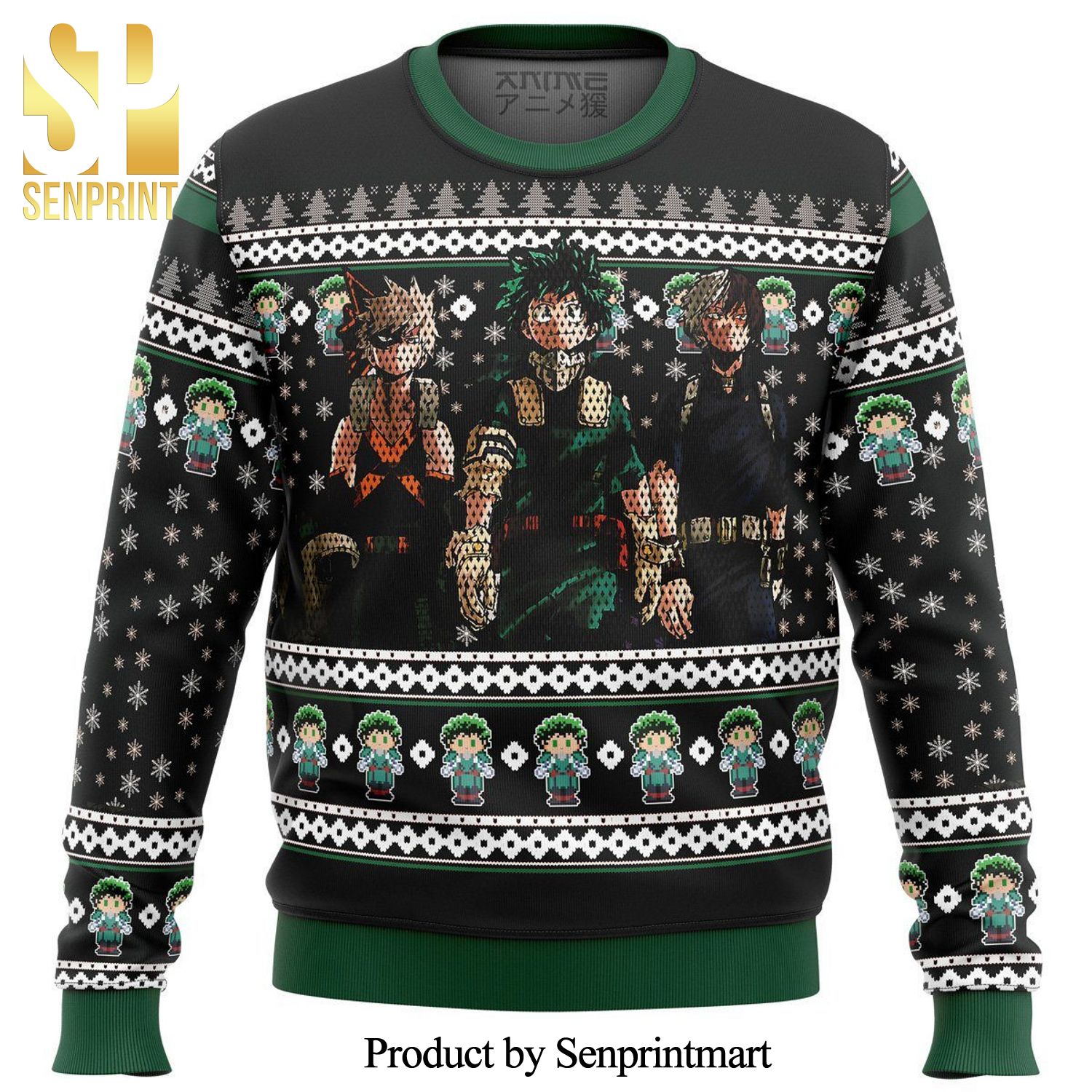 My Hero Academia Deku Bakugo Todoroki Top 3 Manga Anime Knitted Ugly Christmas Sweater