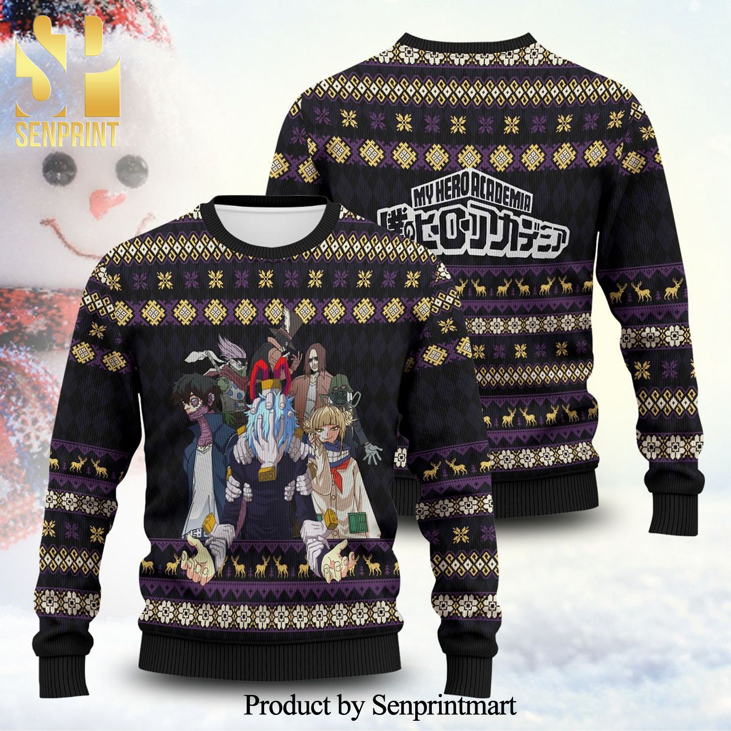 My Hero Academia Villains Manga Anime Knitted Ugly Christmas Sweater