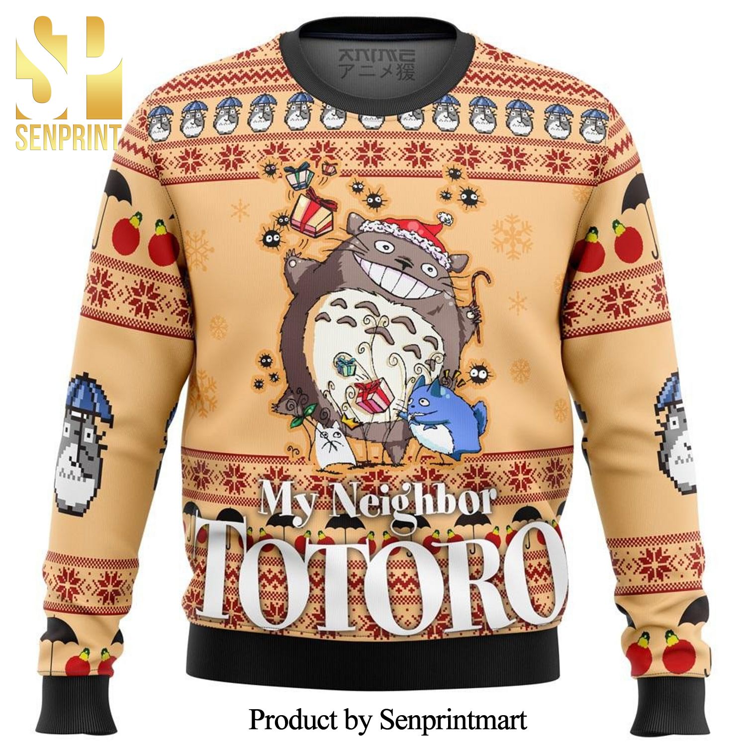 My Neighbor Totoro Friends Snowflake Premium Manga Anime Knitted Ugly Christmas Sweater