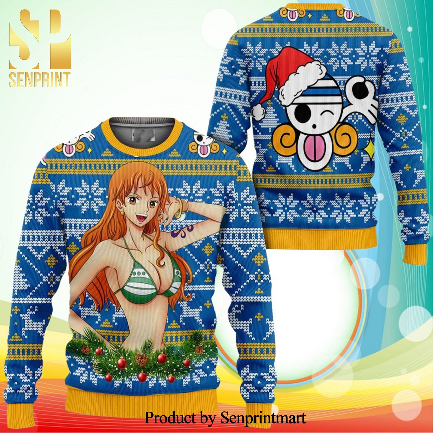 Nami One Piece Manga Anime Knitted Ugly Christmas Sweater