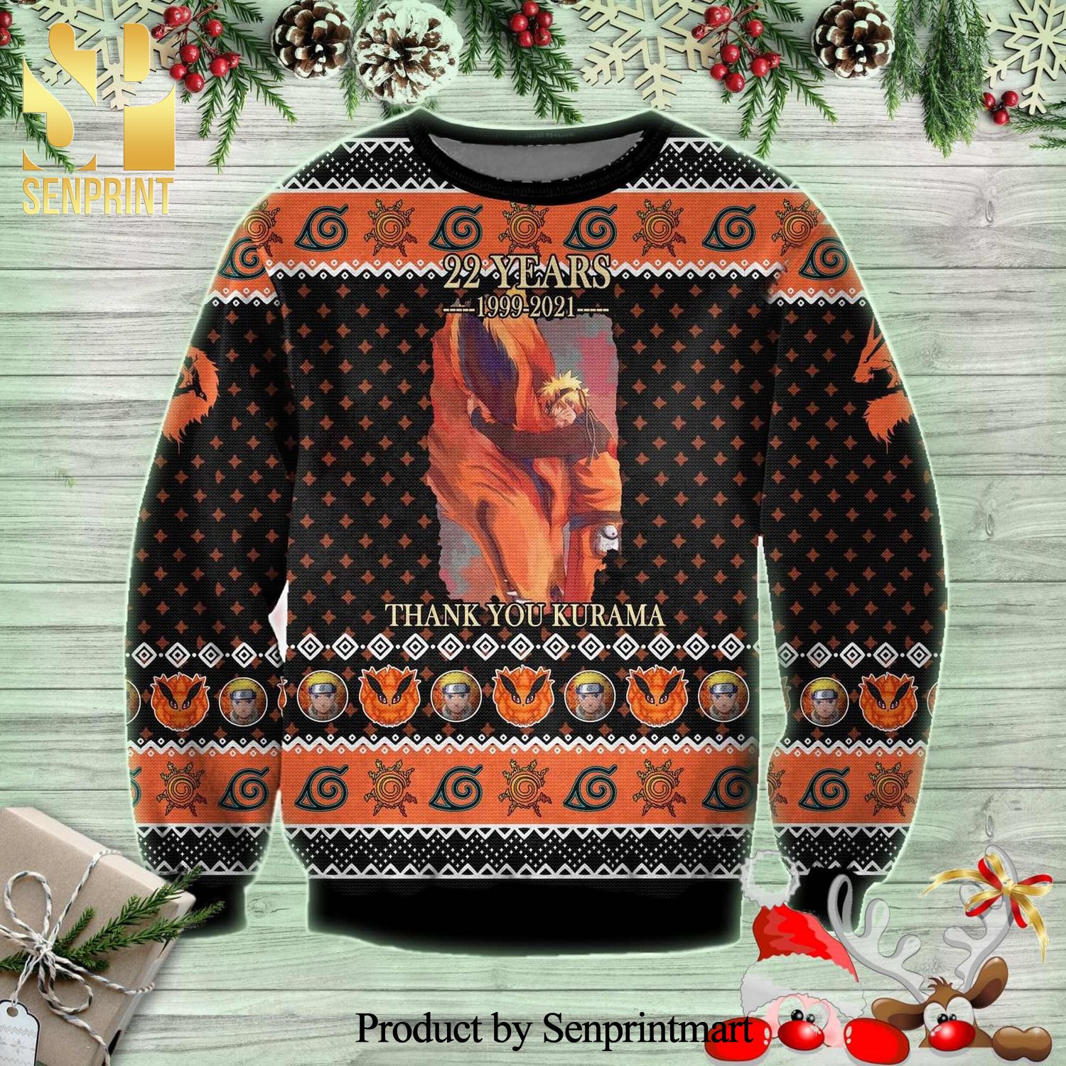 Naruto And Kurama 22 Years Anime Knitted Ugly Christmas Sweater