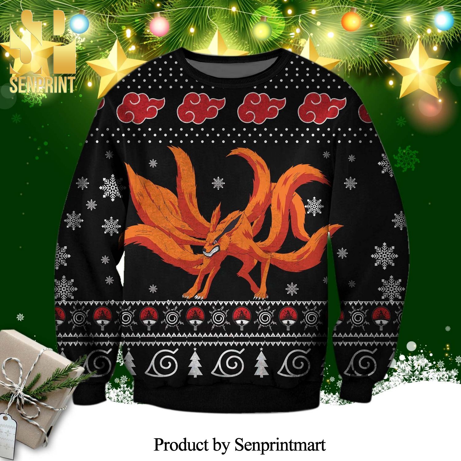 Naruto And Kurama Naruto Shippuden Manga Anime Knitted Ugly Christmas Sweater