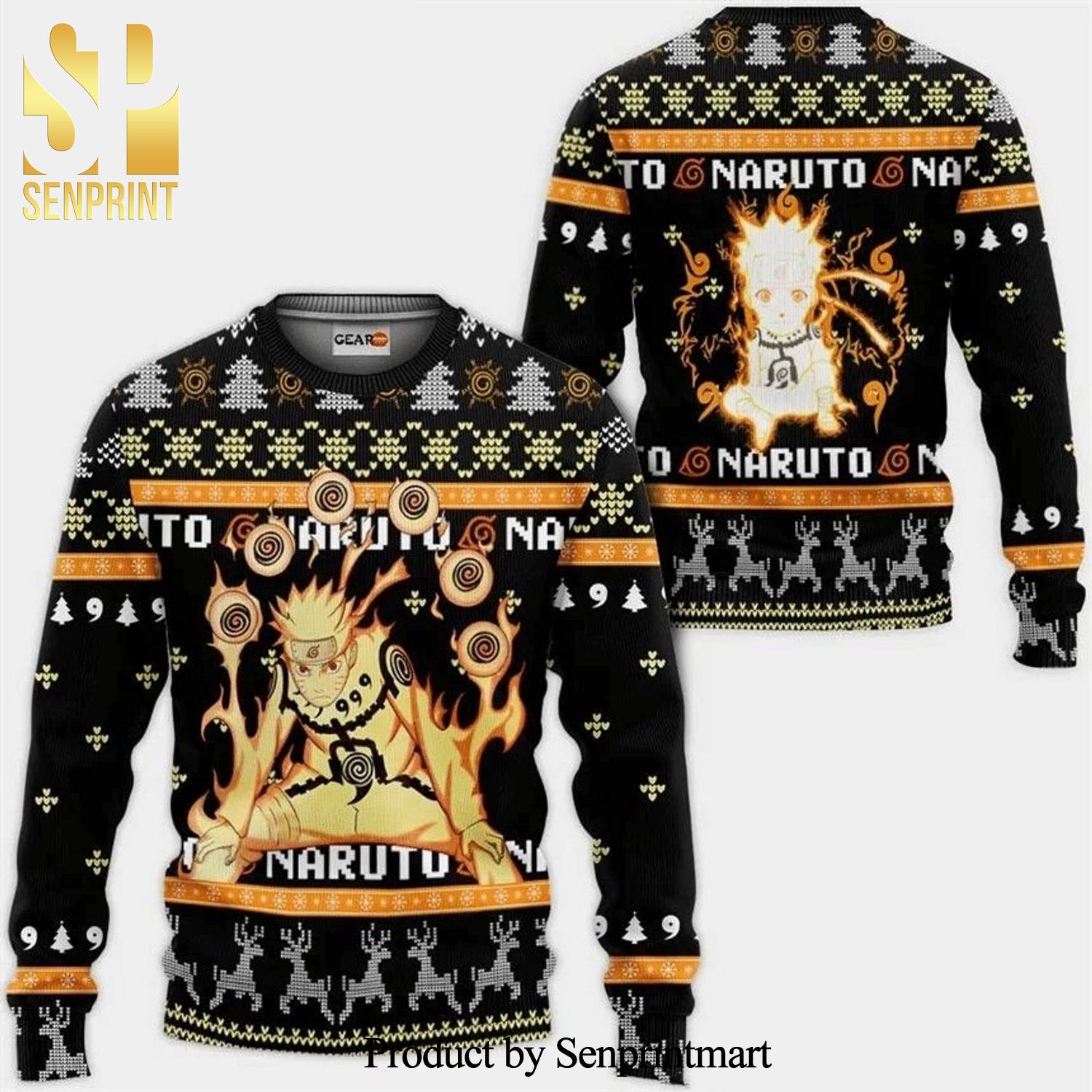 Naruto Bijuu Naruto Shippuden Manga Anime Knitted Ugly Christmas Sweater