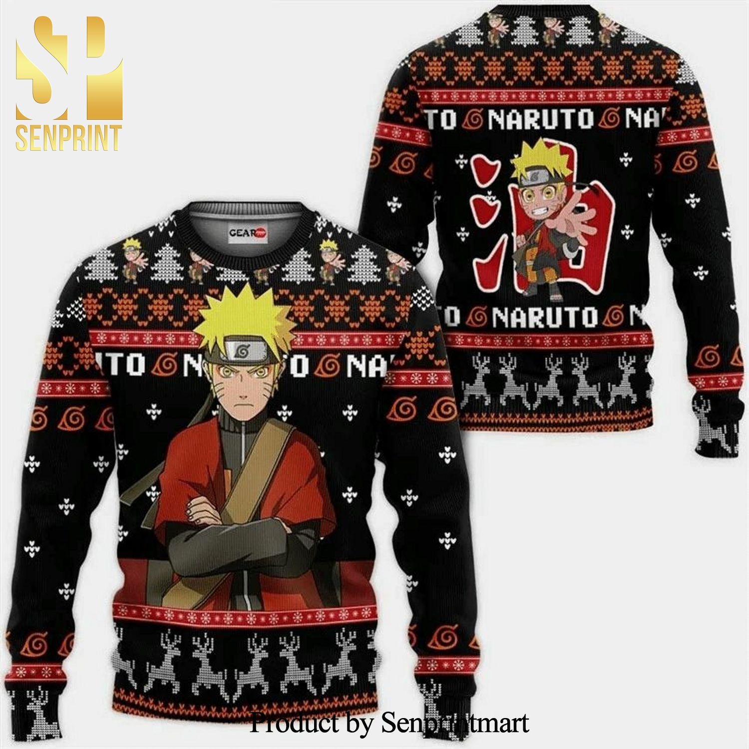 Naruto Poster Anime Knitted Ugly Christmas Sweater