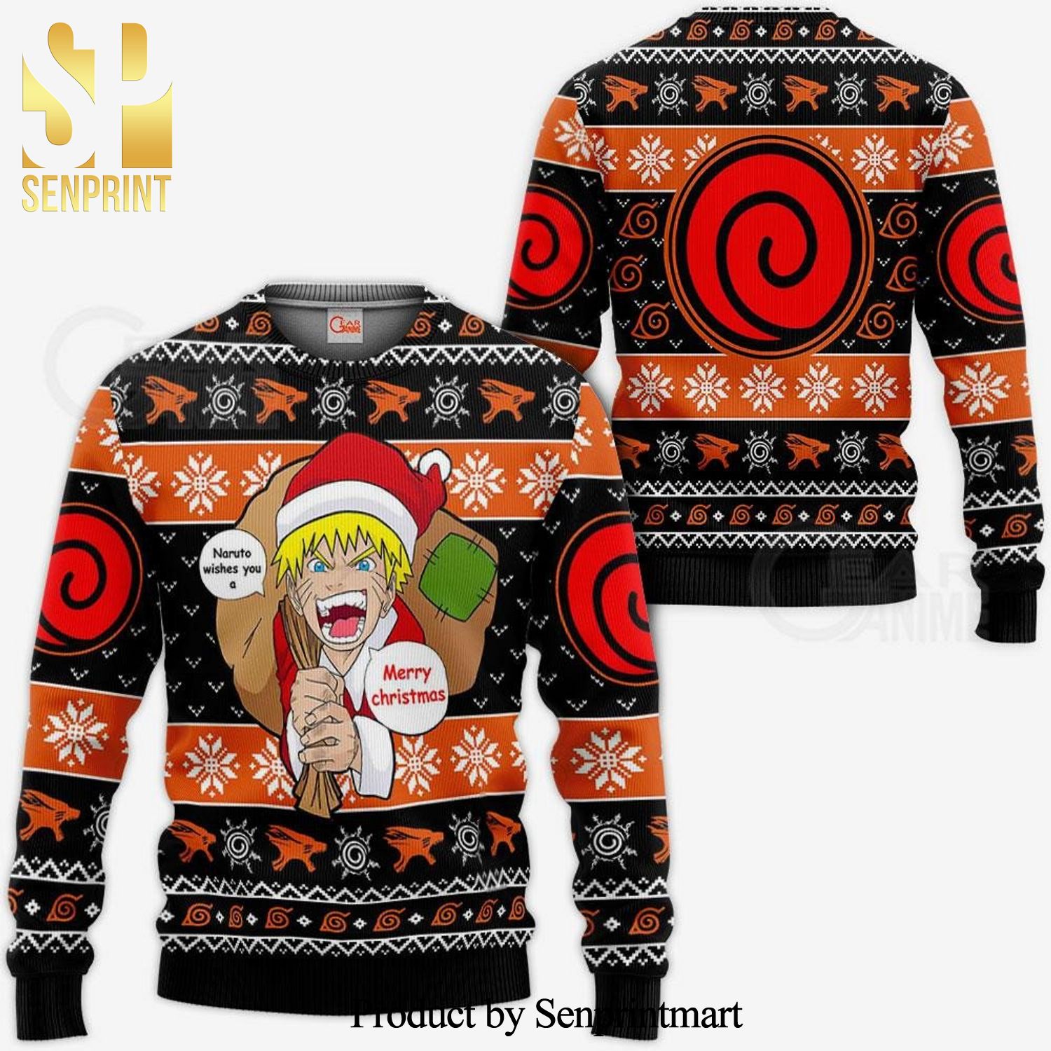 Naruto Wish You A Merry Christmas Anime Knitted Ugly Christmas Sweater