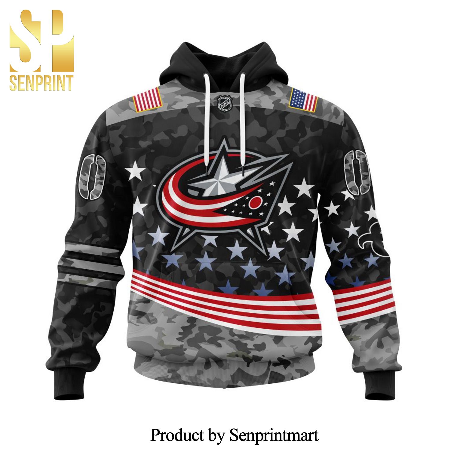 NHL Columbus Blue Jackets Design With Color And Our Beloved American Flag Color All Over Printed Shirt