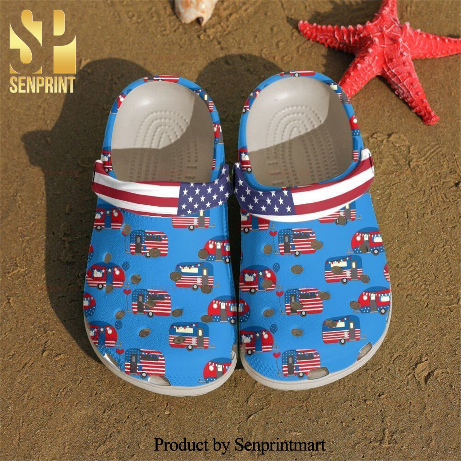 Custom Name Camping Us Happy Campers Van Gift For Lover Hypebeast Fashion Crocs Sandals