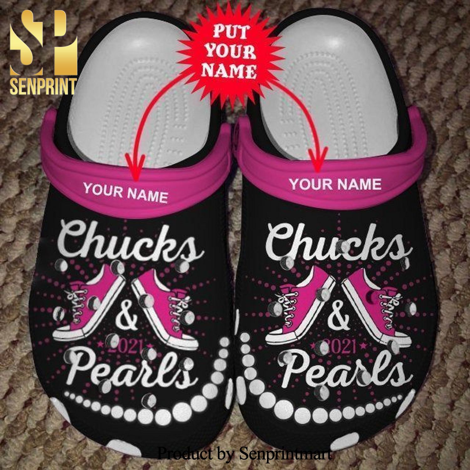 Custom Name Chucks And Pearls Full Printed Crocband Crocs