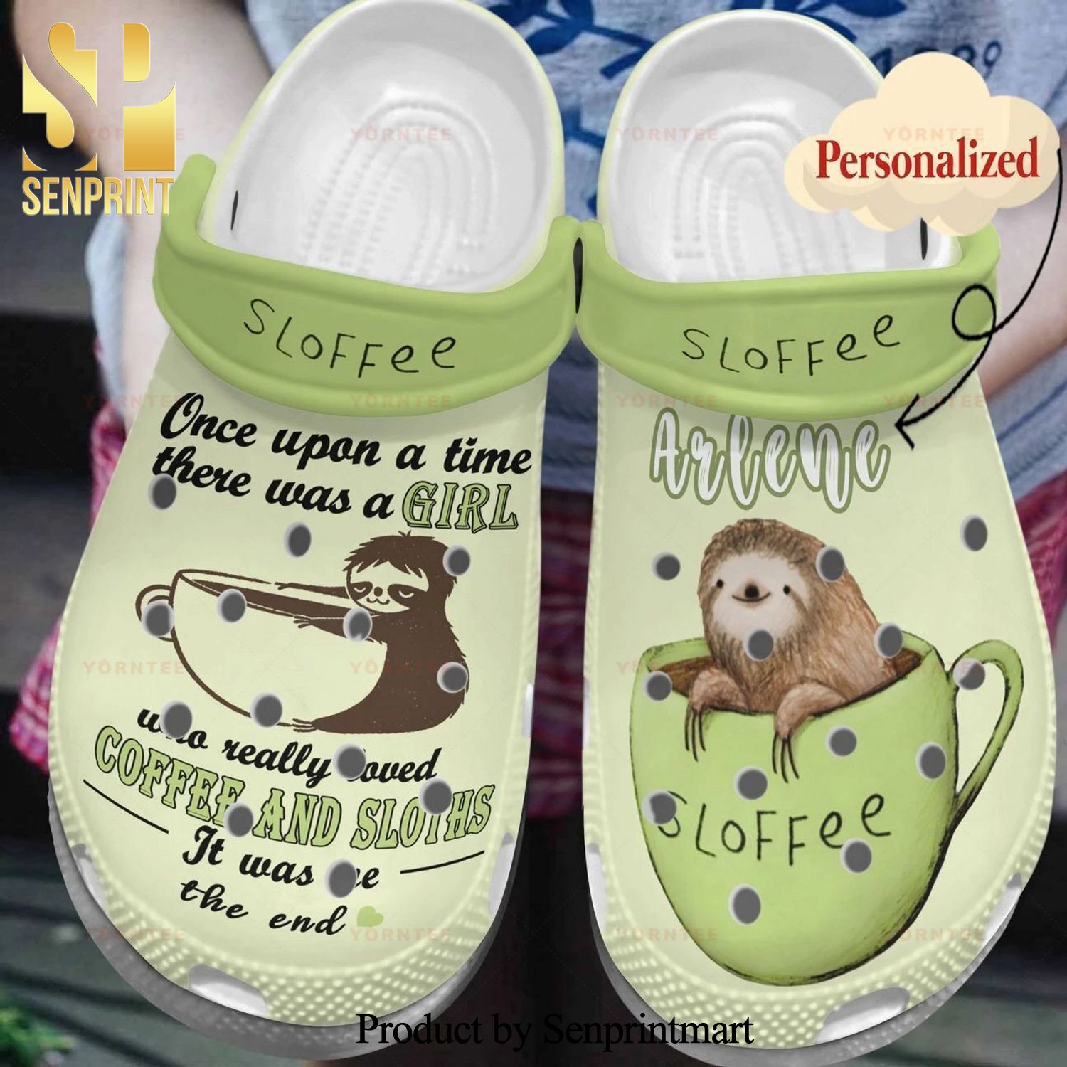 Custom Name Coffee And Sloths 3 Gift For Lover New Outfit Unisex Crocs Crocband Clog