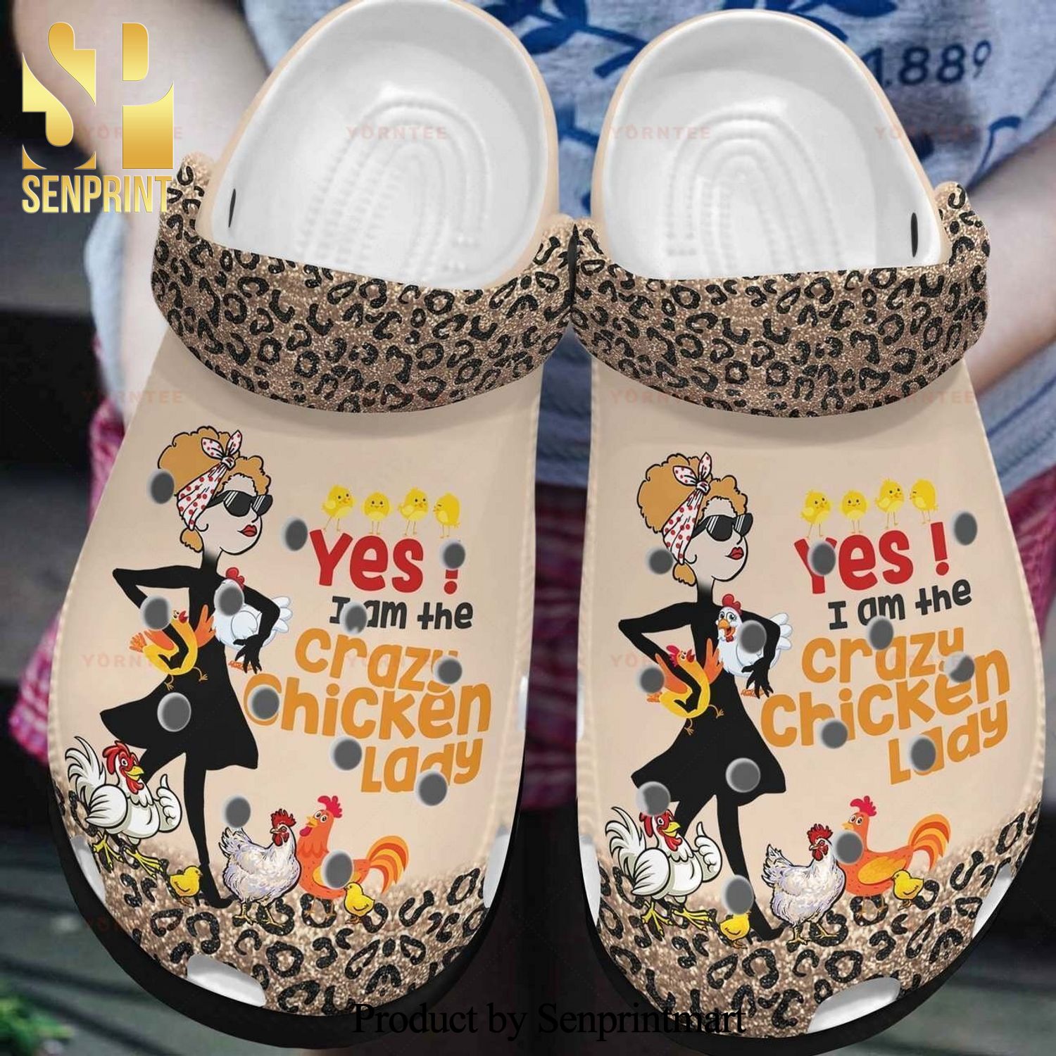 Custom Name Crazy Chicken Lady 6 Gift For Lover Full Printing Crocs Classic