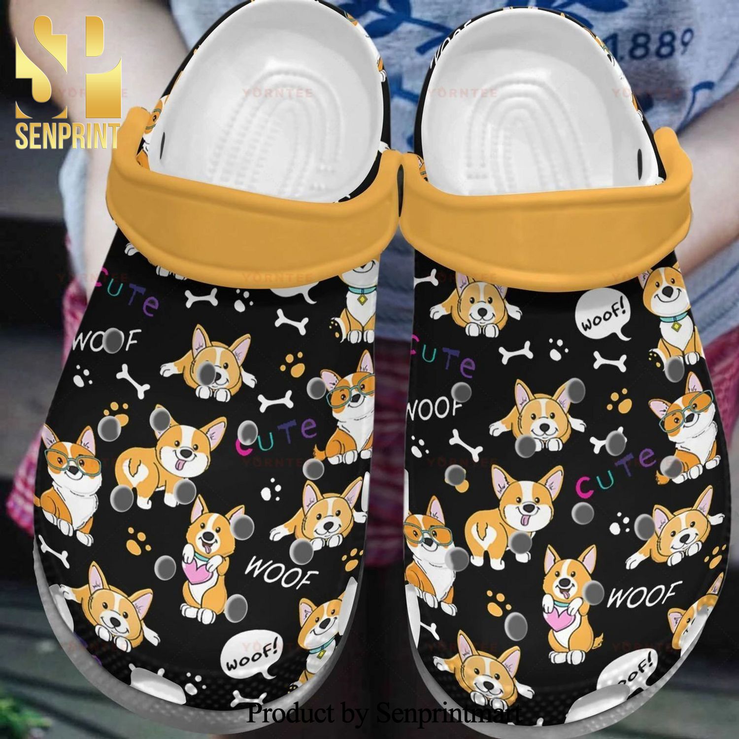 Custom Name Cute Corgi 2 Gift For Lover 3D Crocs Unisex Crocband Clogs