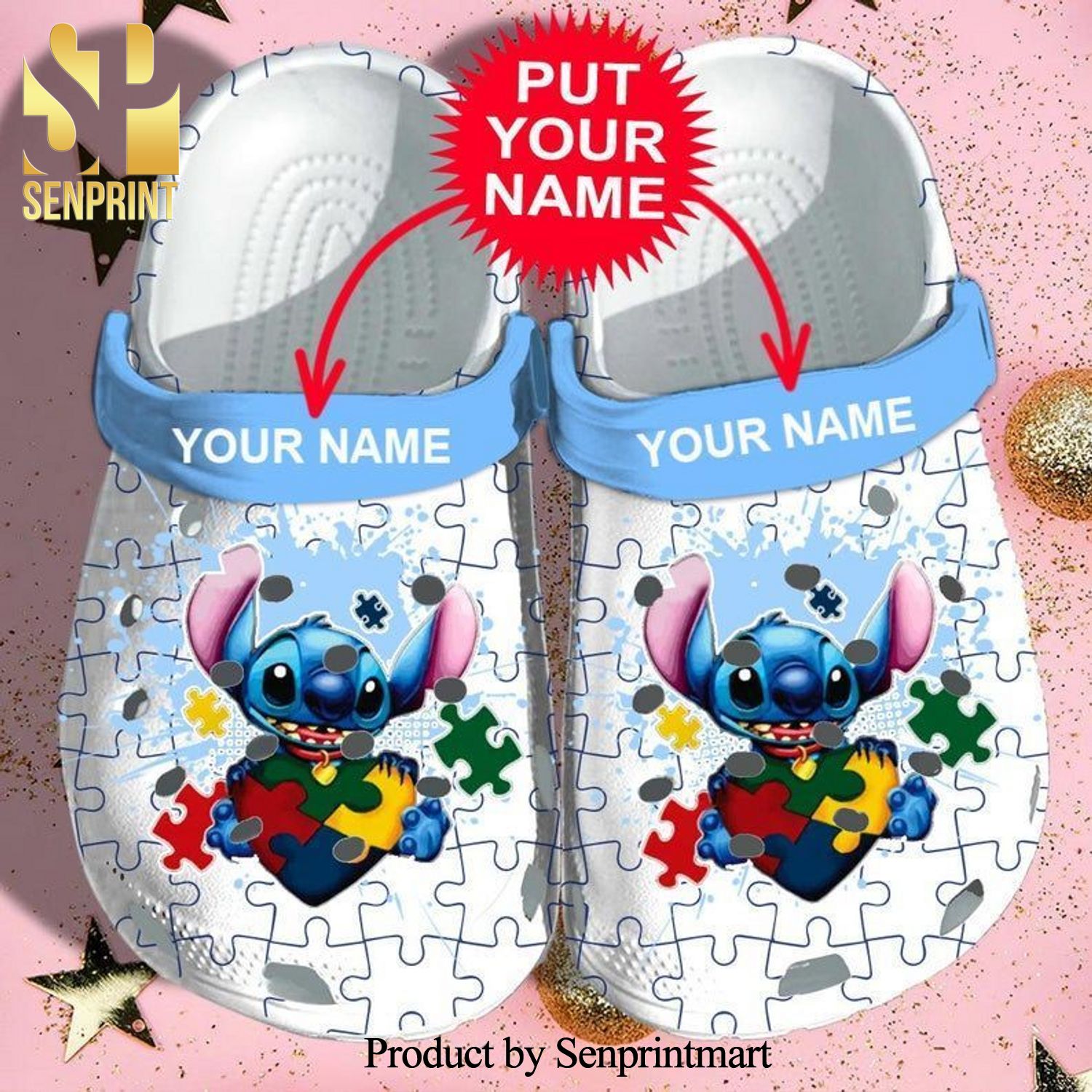 Custom name Cute Stitch autism Full Printed Crocs Classic