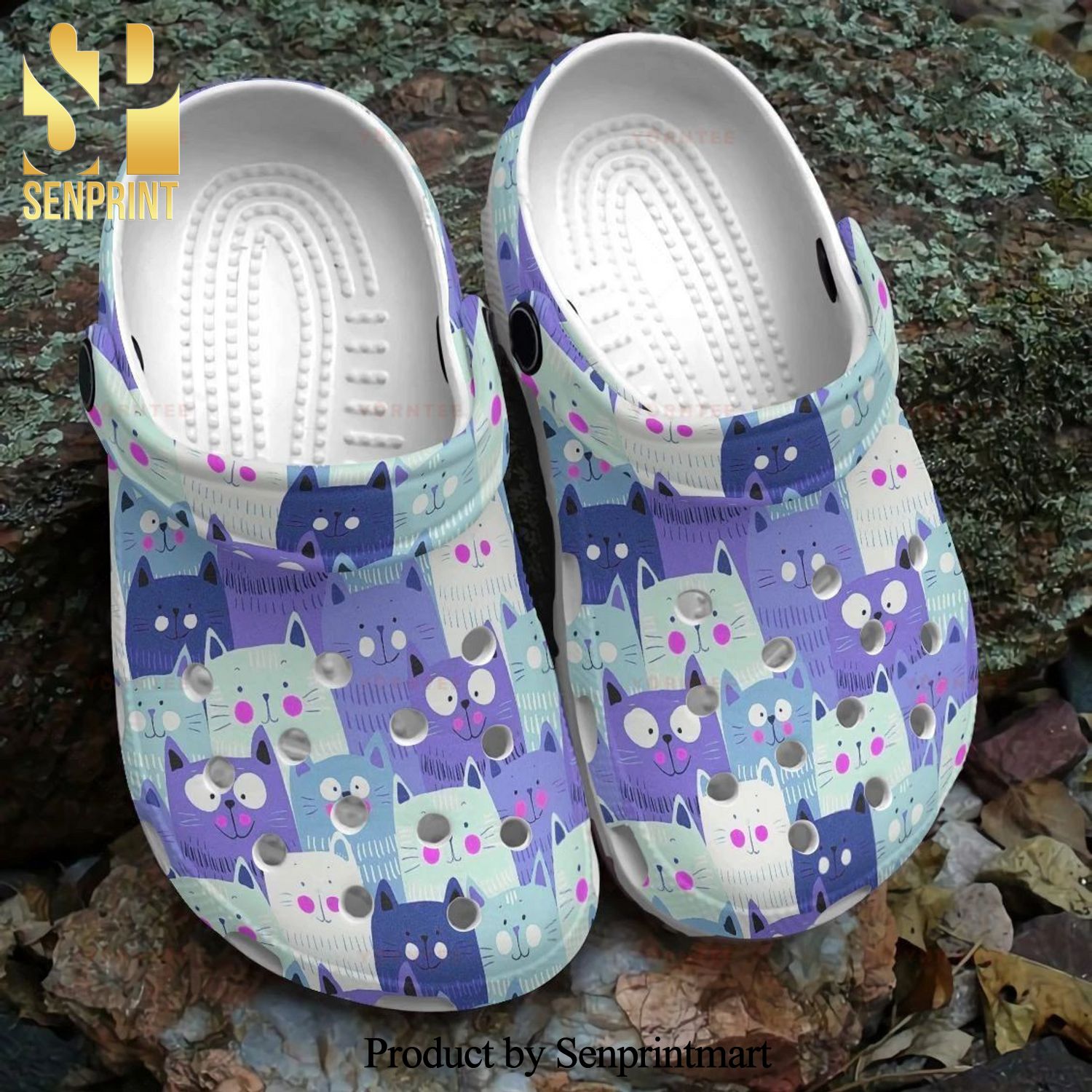 Custom Name Cute Team Cat Pattern Gift For Lover Unisex Crocs Crocband Clog