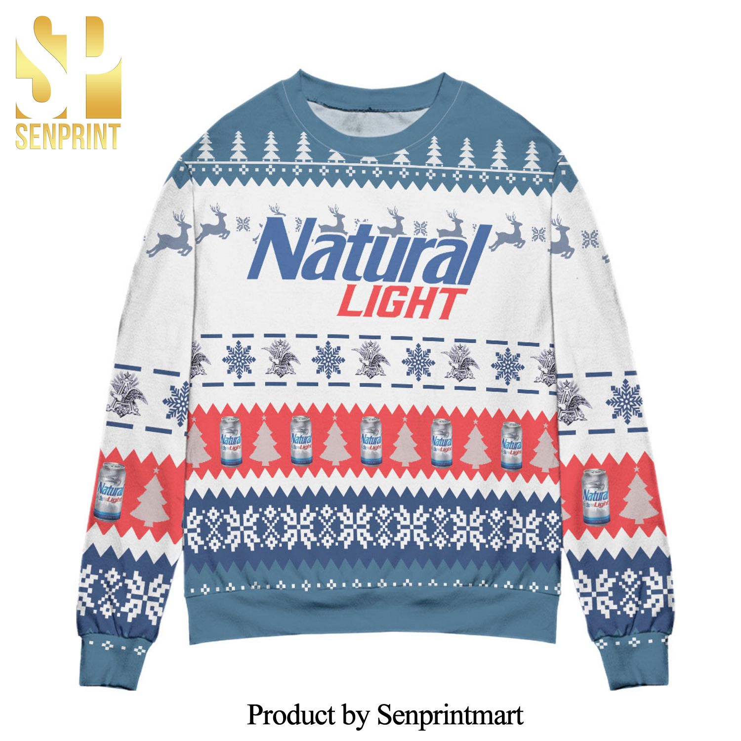 Natural Light Beer Christmas Pattern Knitted Ugly Christmas Sweater