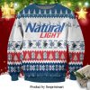 Natural Light Ice Beer Cans Natural Light Eagle Transparent Logo Knitted Ugly Christmas Sweater