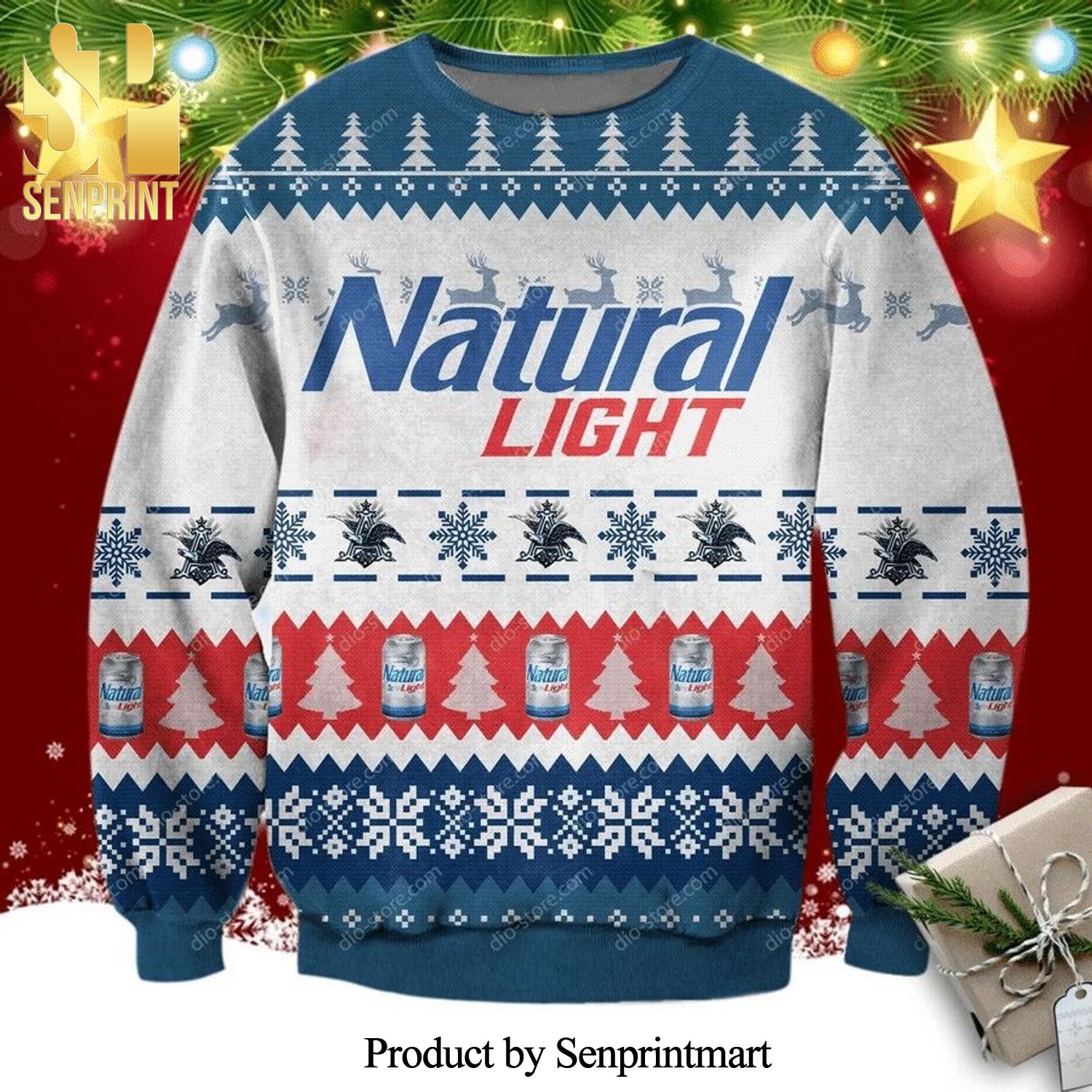 Natural Light Snowflakes Knitted Ugly Christmas Sweater