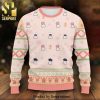 Natural Light Snowflakes Pattern Knitted Ugly Christmas Sweater – Blue