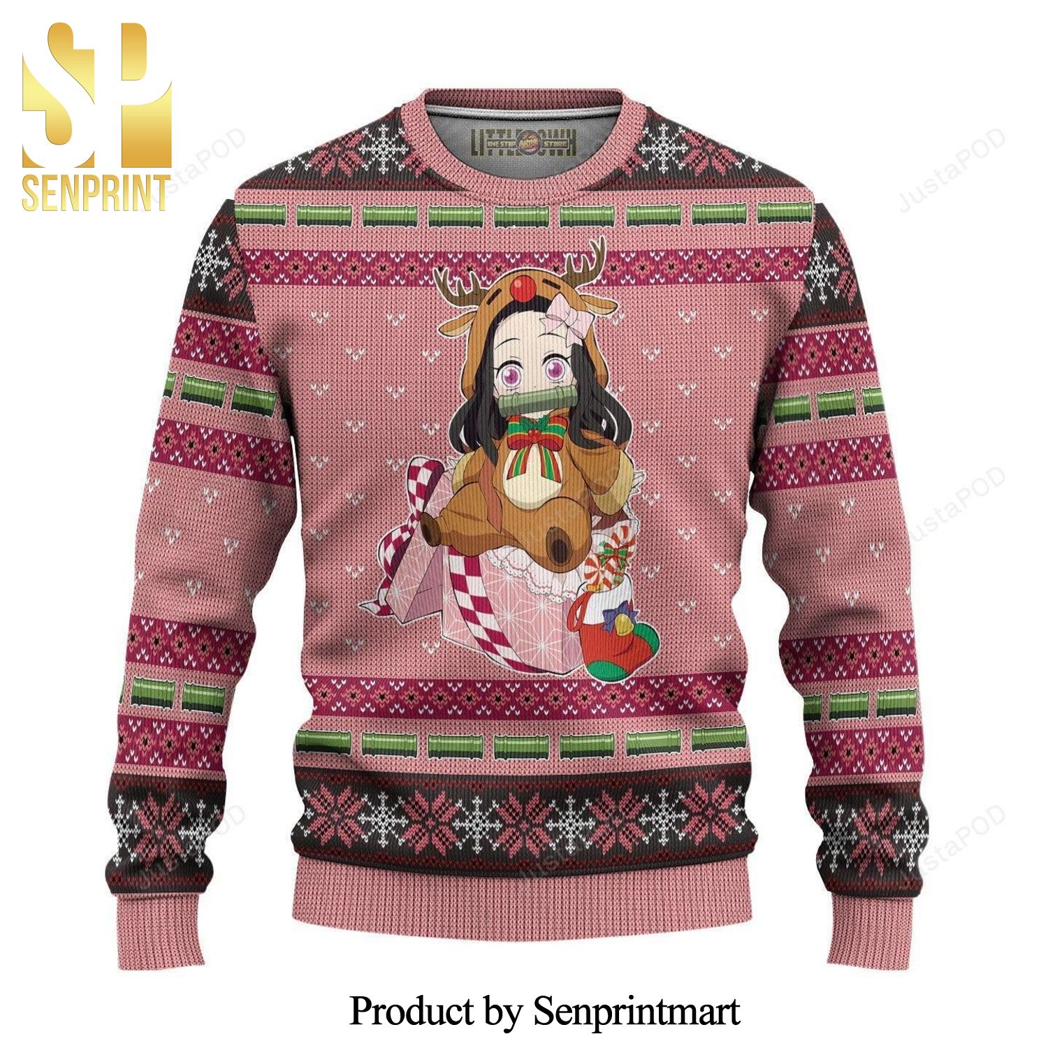 Nezuko Demon Slayer Manga Anime Knitted Ugly Christmas Sweater