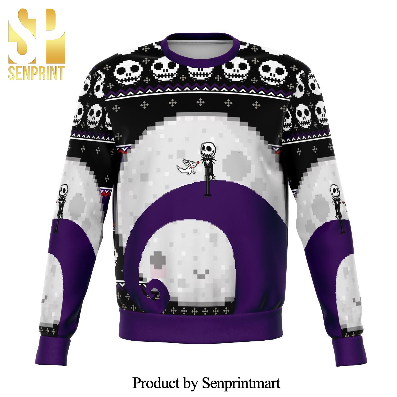 Nightmare Before Christmas Jack Moon Premium Knitted Ugly Christmas Sweater