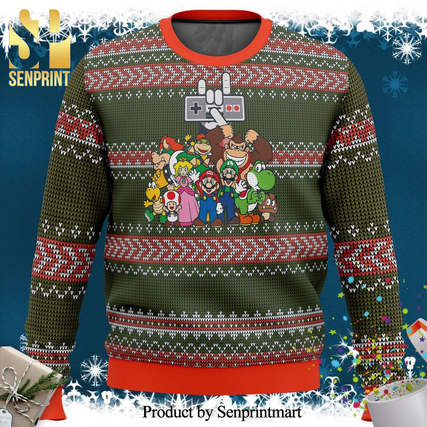 Nintendo Characters Knitted Ugly Christmas Sweater