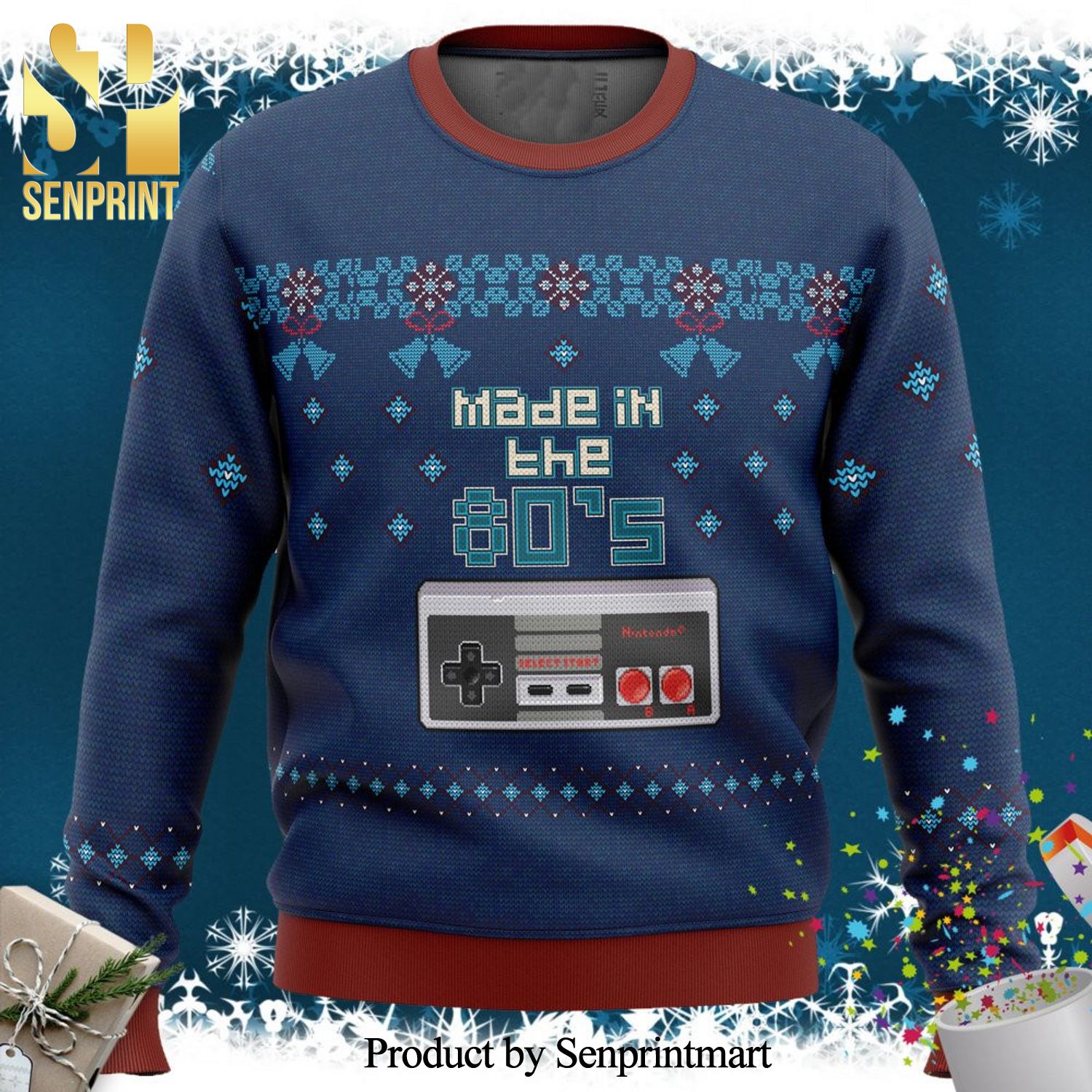 Nintendo Made In The 80S Knitted Ugly Christmas Sweater