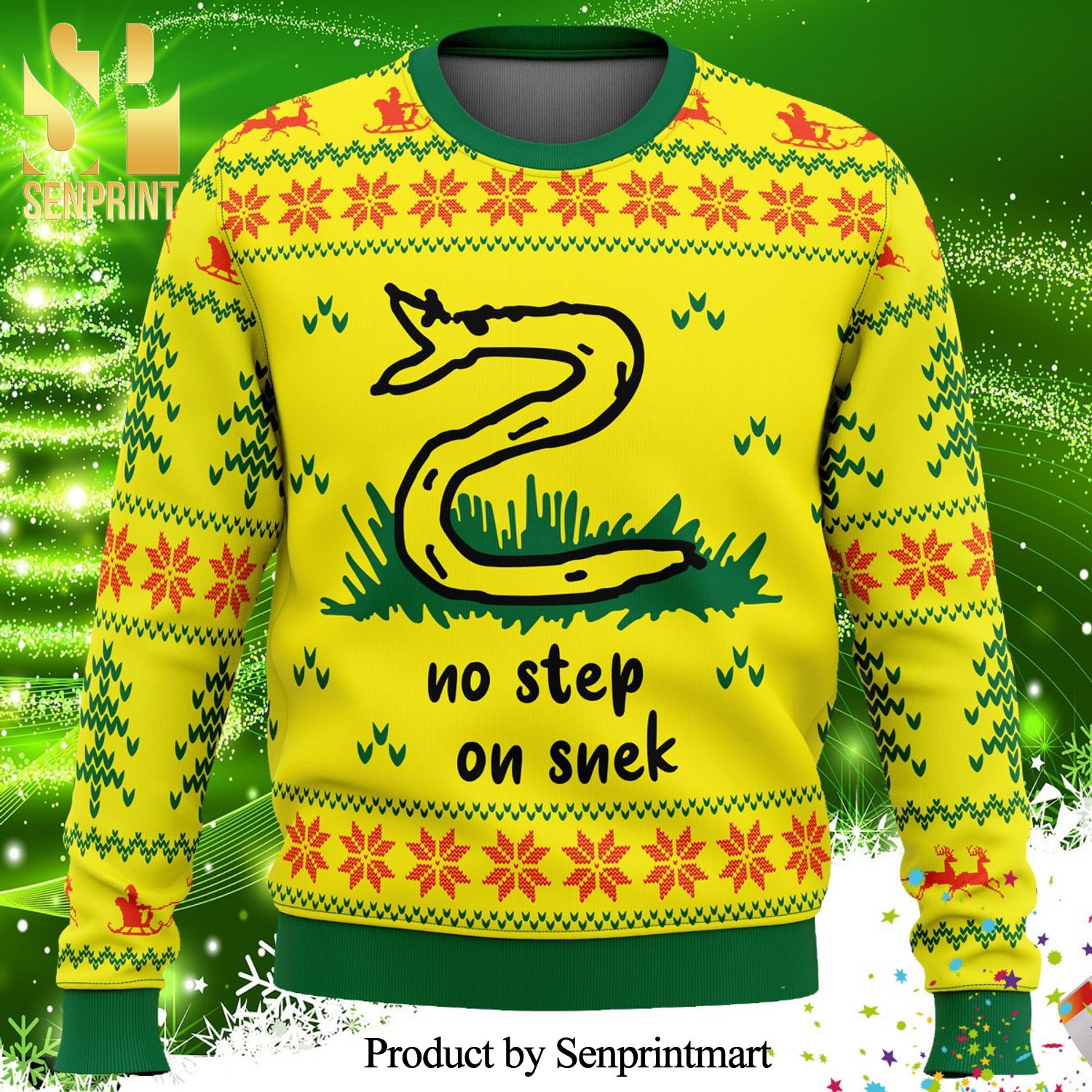 No Step On Snek Gadsden Flag Knitted Ugly Christmas Sweater