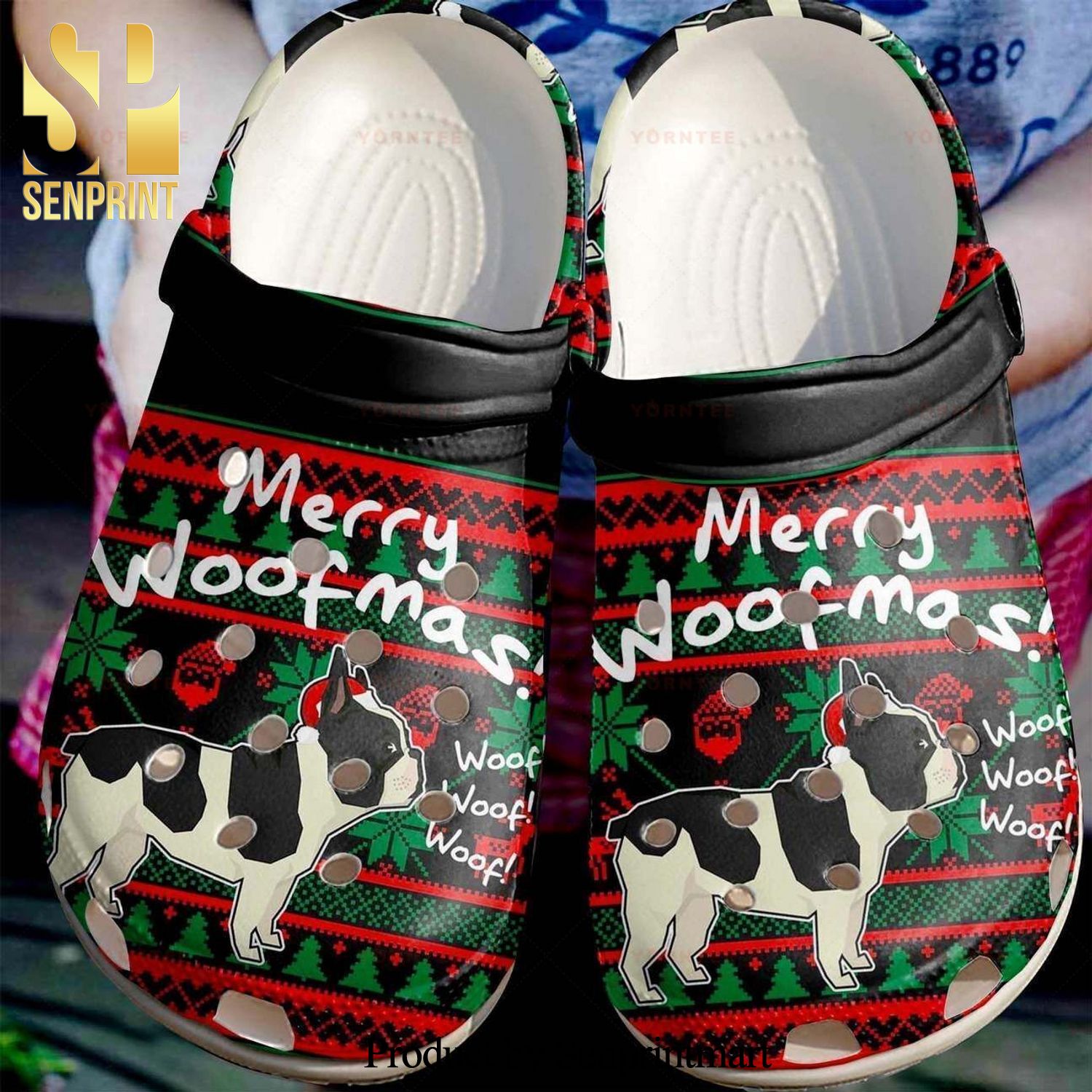 Custom Name French Bull Dog Merry Woofmas Fashion Style 2 Gift For Lover Full Printing Crocs Crocband Adult Clogs