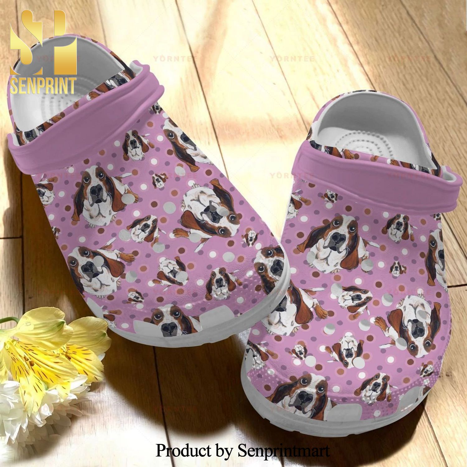 Custom Name Funny Basset Hound Pink Gift For Lover 3D Crocs Crocband