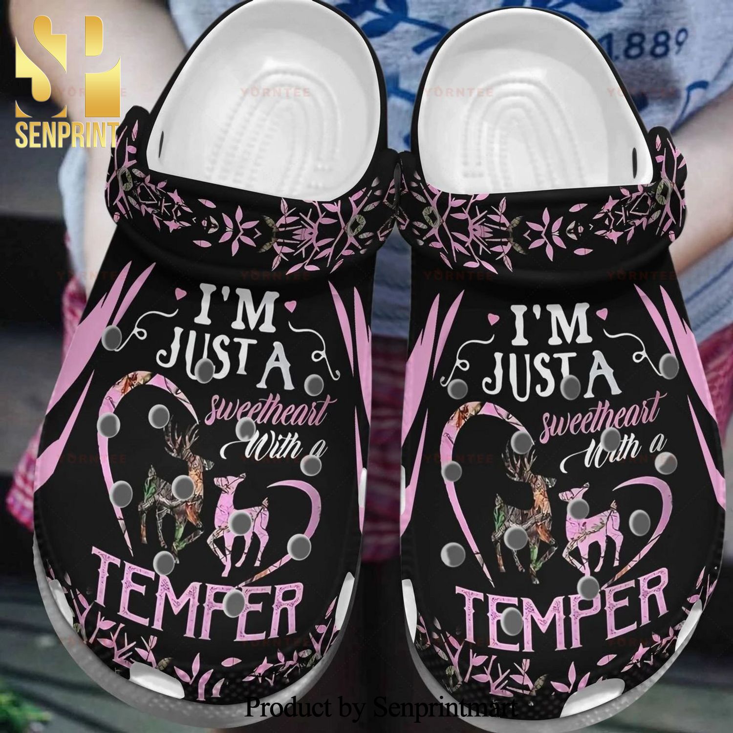 Custom Name Im Just A Sweetheart With Temper Gift For Lover Rubber Crocs Shoes