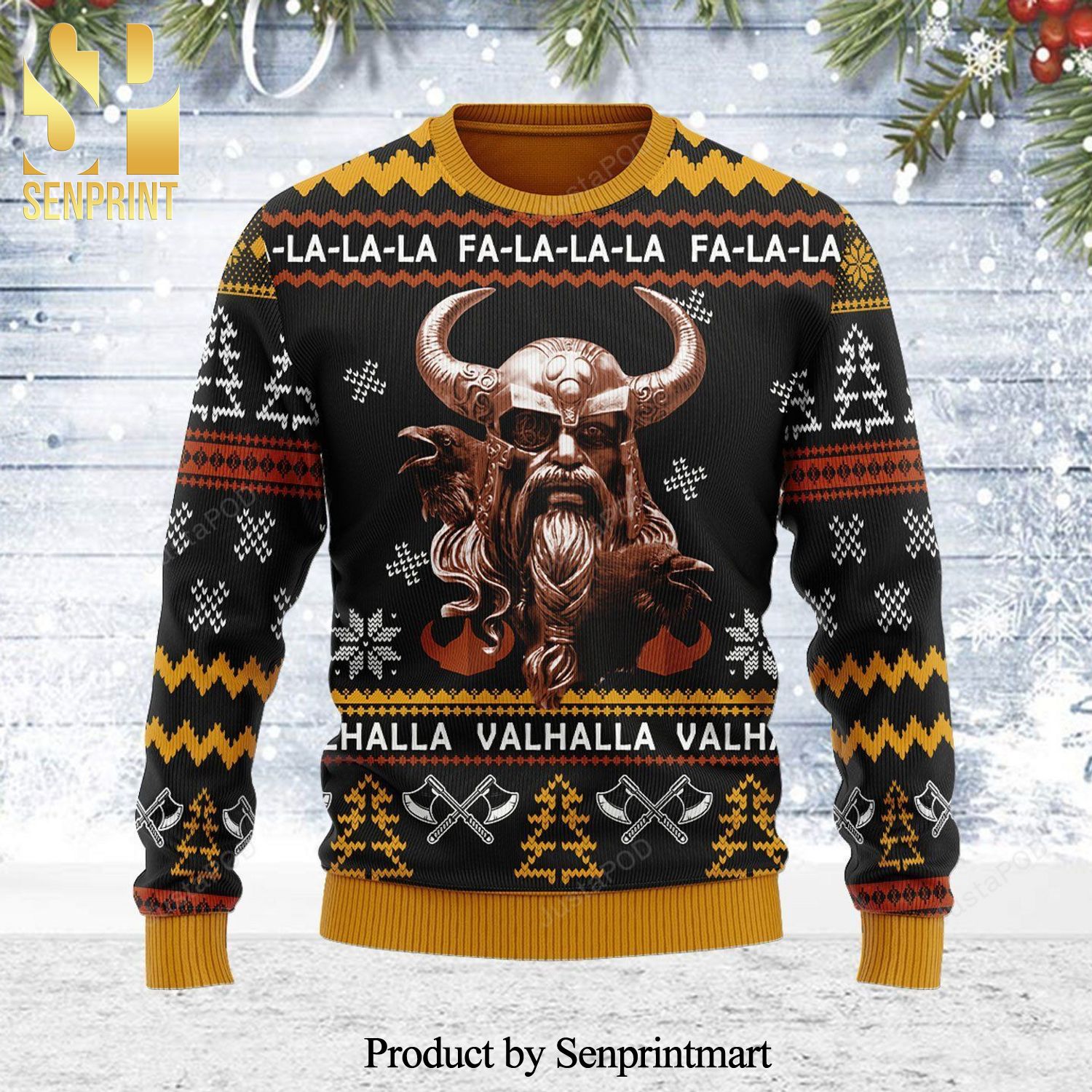 Odin Falalala Valhalla Knitted Ugly Christmas Sweater