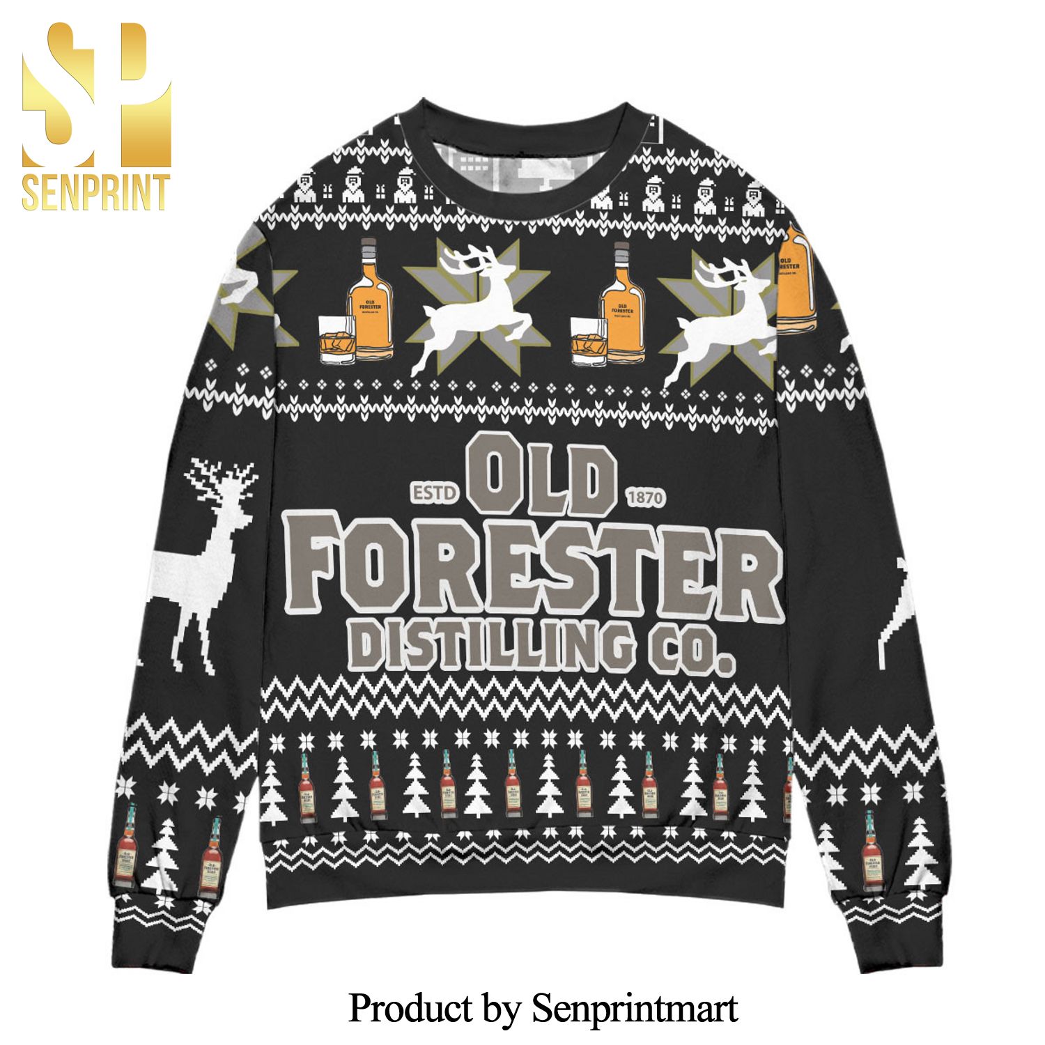 Old Forester Bourbon Whiskey Logo Knitted Ugly Christmas Sweater