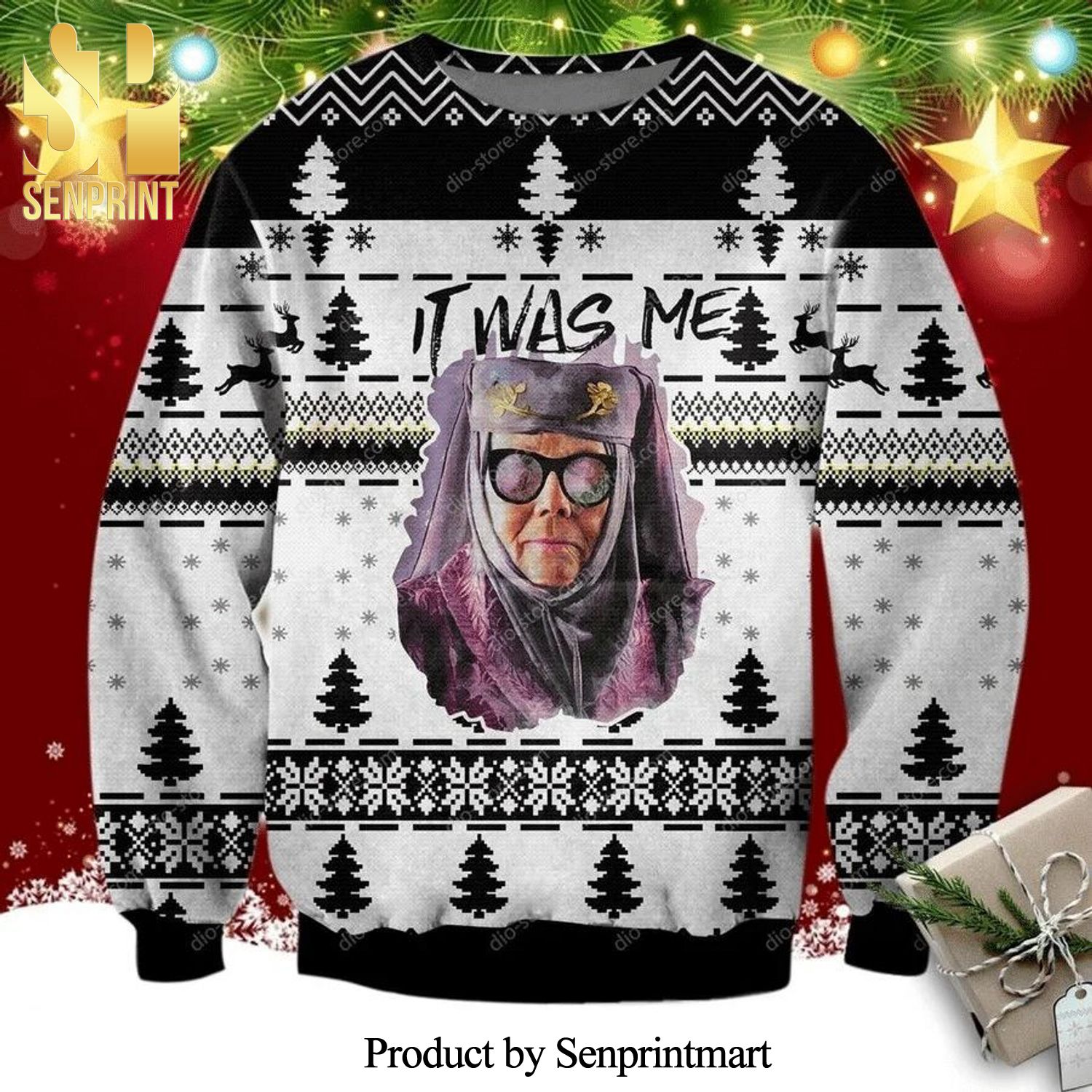 Olenna Tyrell It Was Me Knitted Ugly Christmas Sweater