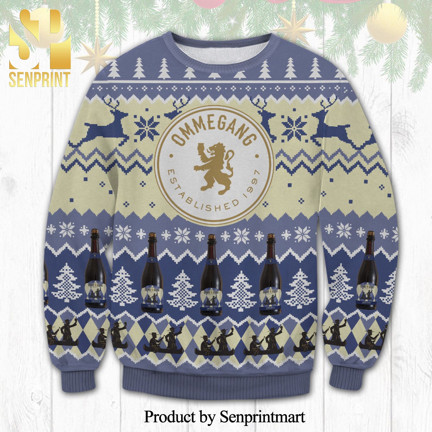 Ommegang Established 1997 Reindeer Knitted Ugly Christmas Sweater