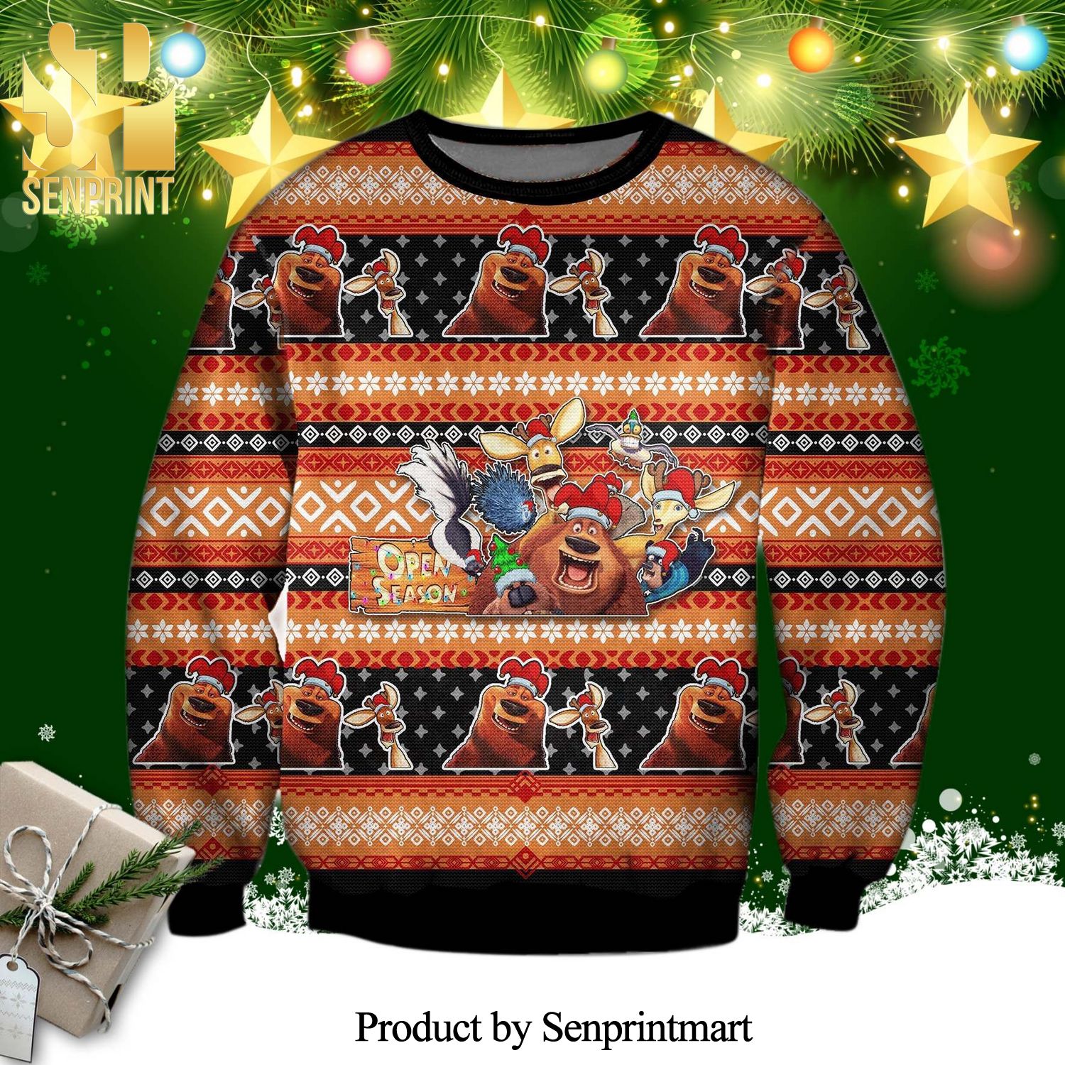 Open Season Knitted Ugly Christmas Sweater