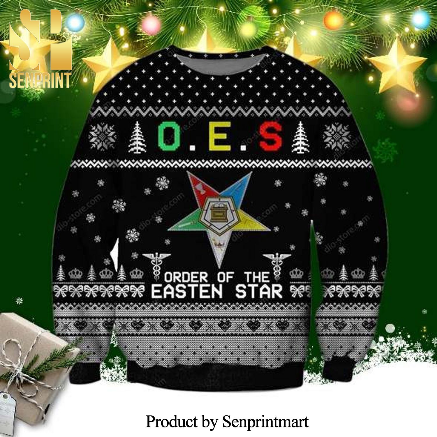 Order Of The Eastern Star Knitted Ugly Christmas Sweater