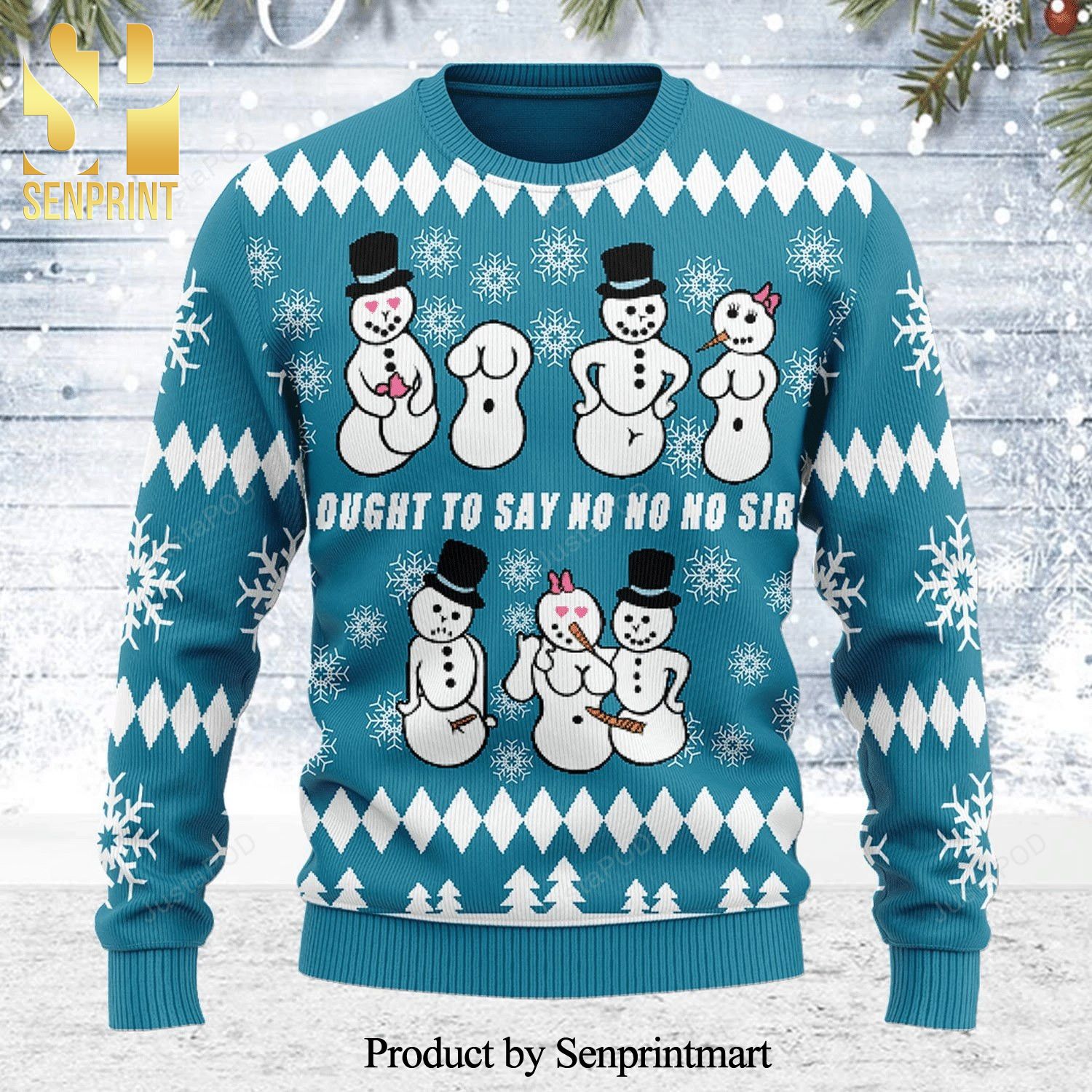 Ought To Say No No No Sir Knitted Ugly Christmas Sweater