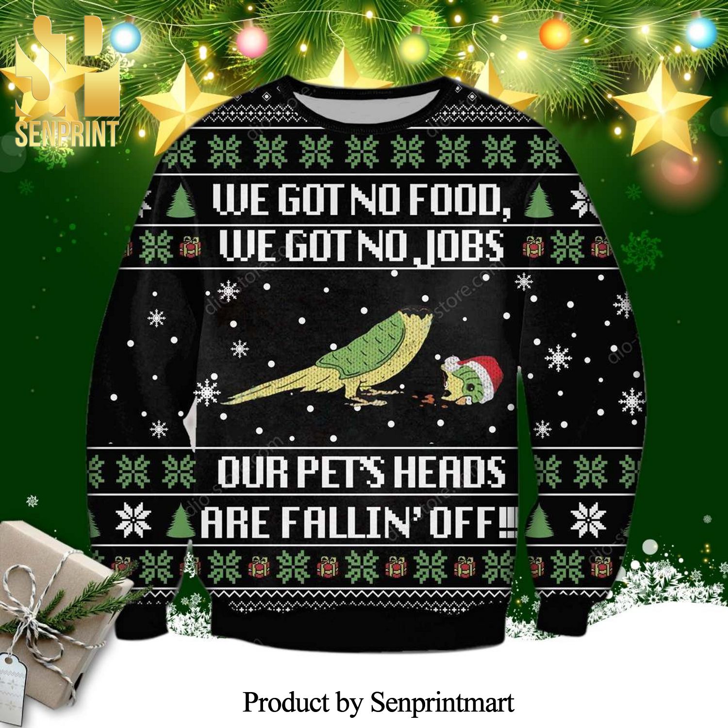 Our Pets Heads Are Falling Off Knitted Ugly Christmas Sweater