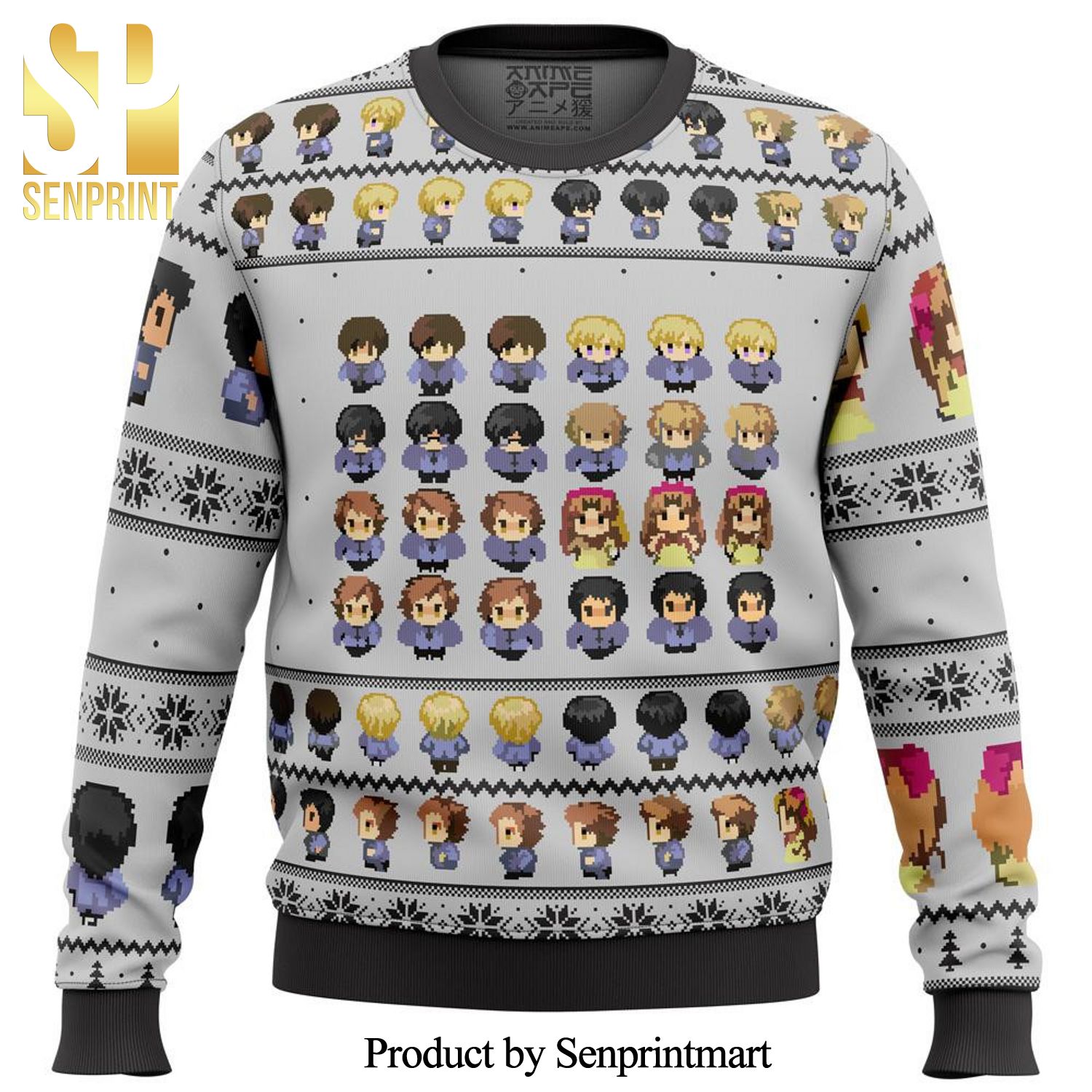 Ouran High School Host Club Chibi Sprites Manga Anime Knitted Ugly Christmas Sweater