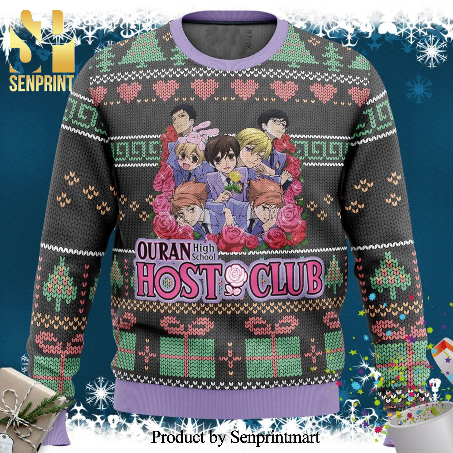 Ouran High School Host Club Manga Anime Knitted Ugly Christmas Sweater