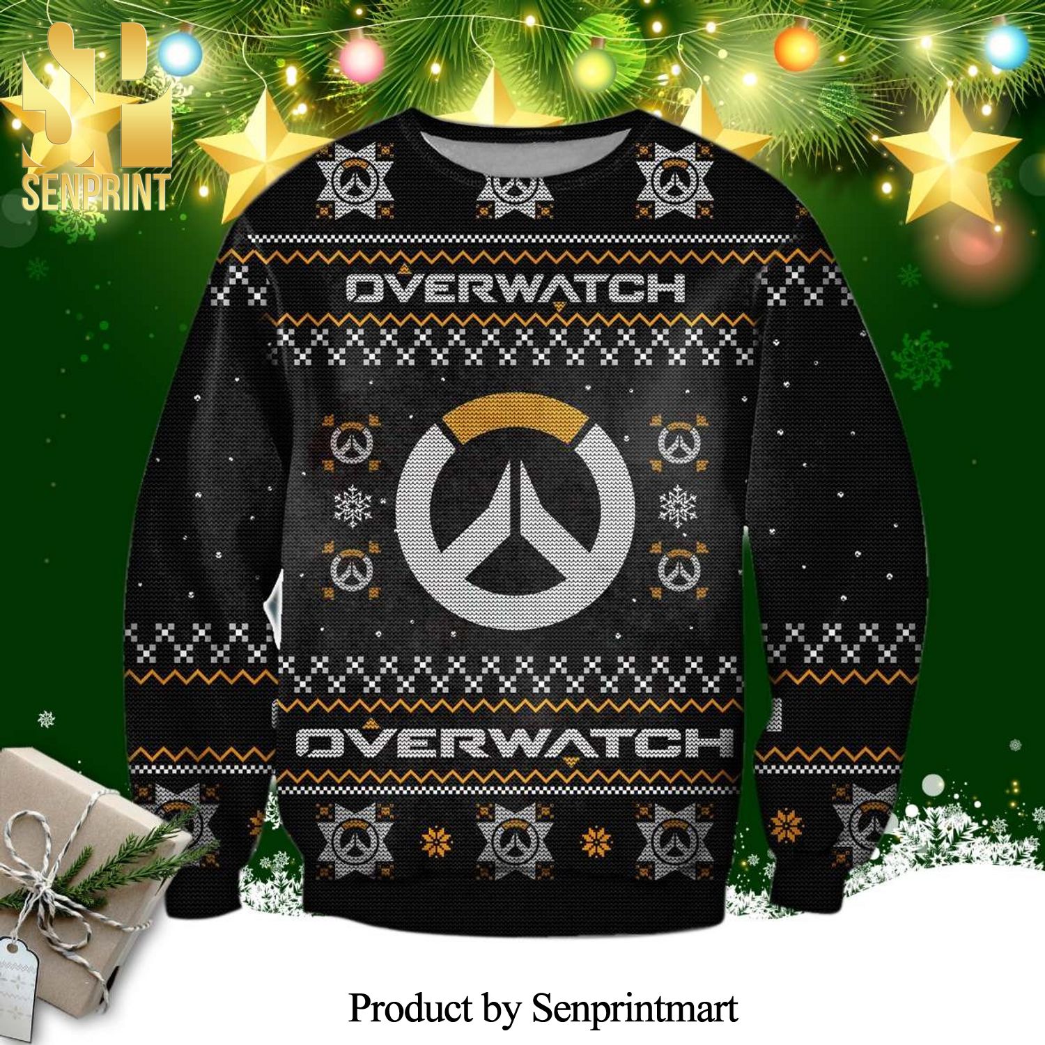 Overwatch Logo Game Knitted Ugly Christmas Sweater