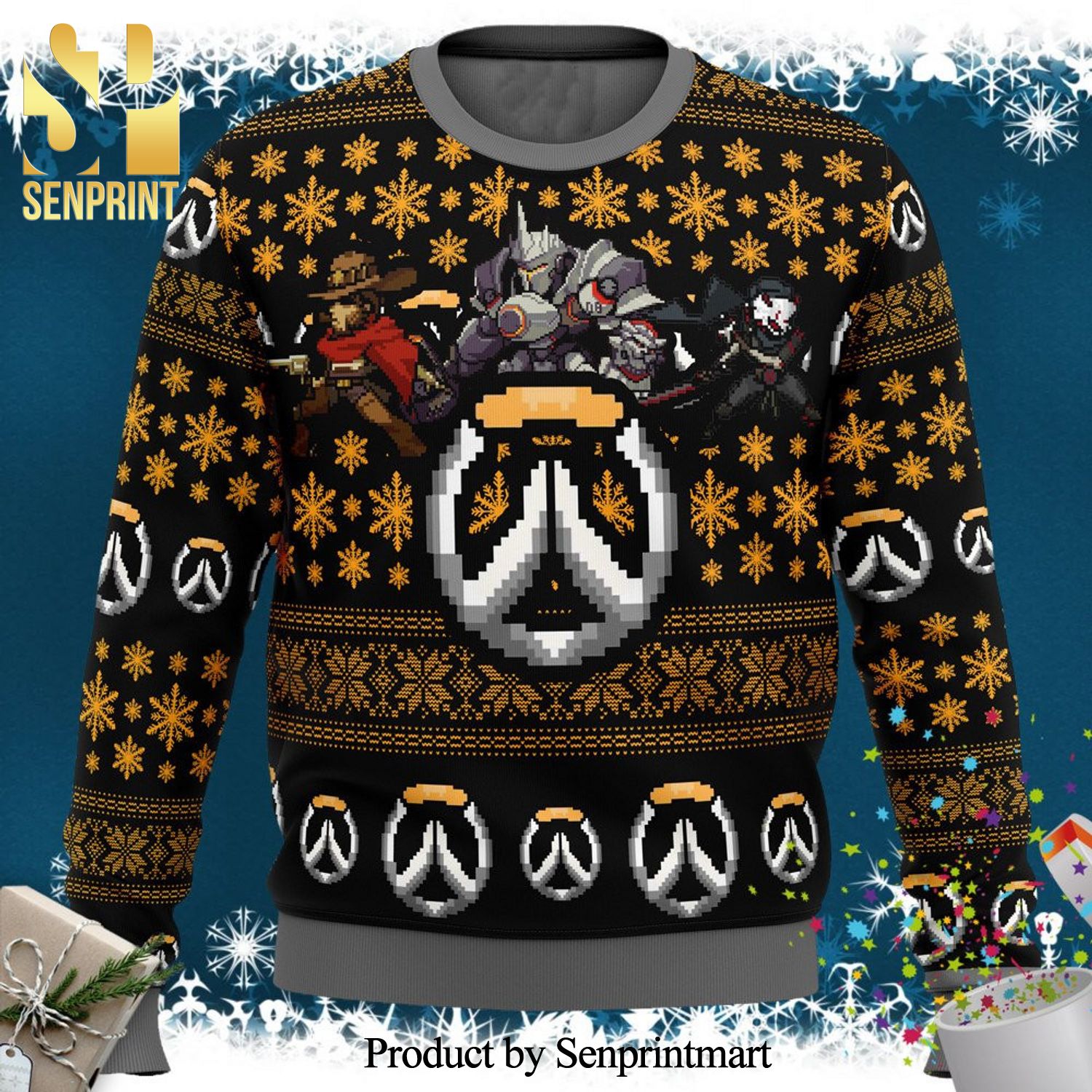 Overwatch Symbol Game Knitted Ugly Christmas Sweater