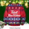 Pabst Blue Ribbon Beer Knitted Ugly Christmas Sweater