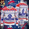 Pabst Blue Ribbon Beer Lights And Snow Knitted Ugly Christmas Sweater – Blue