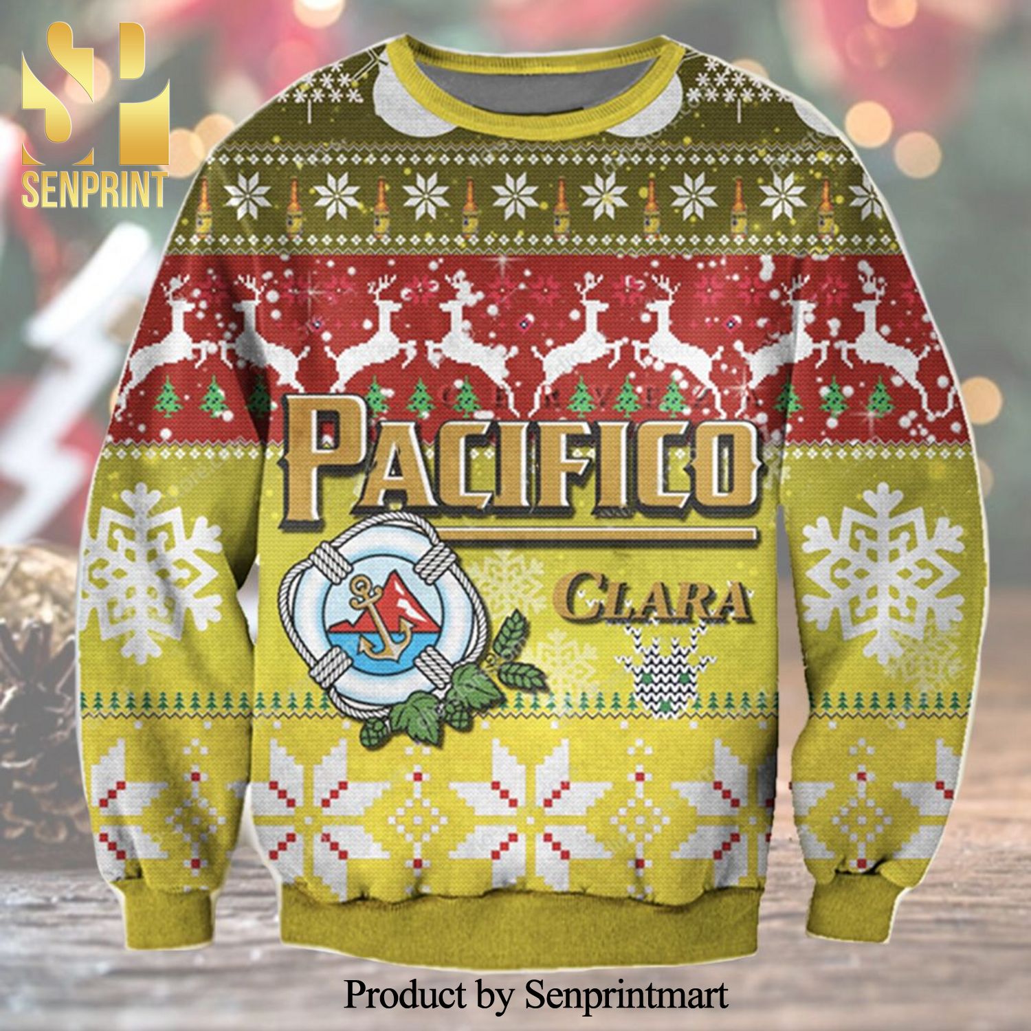 Pacifico Clara Beer Knitted Ugly Christmas Sweater