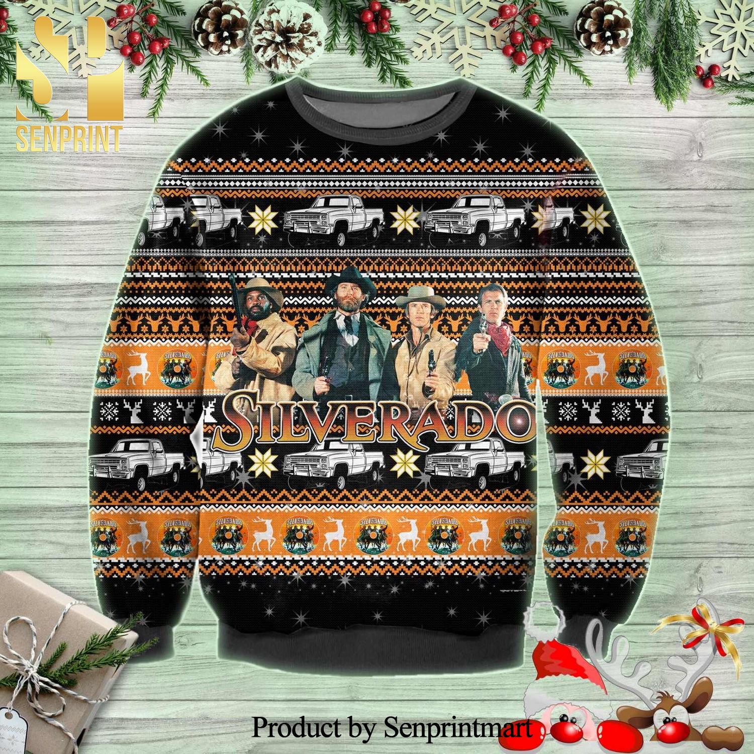 Paden Jake Mal Cobb Silverado Poster Knitted Ugly Christmas Sweater